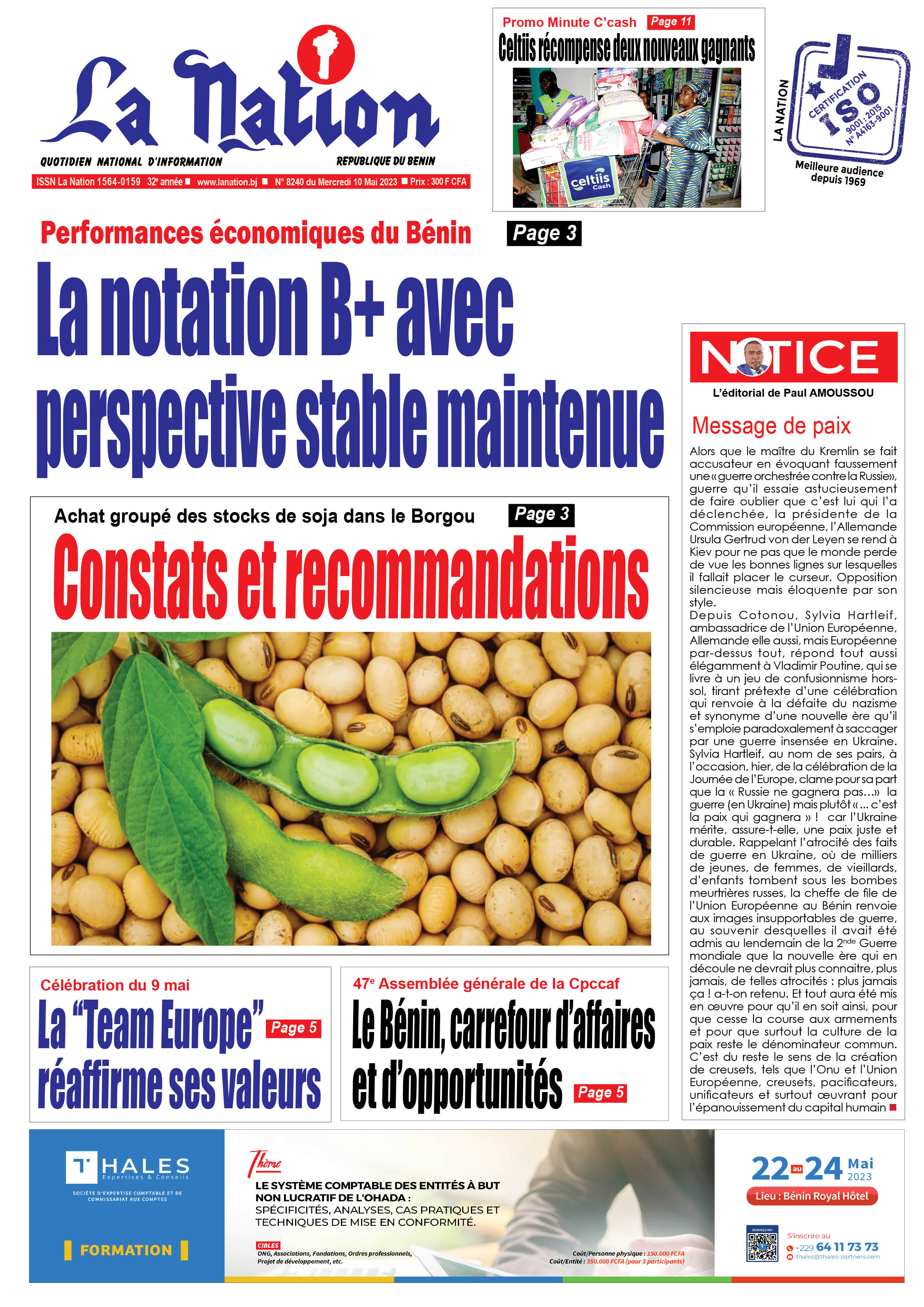 Quotidien "La Nation" du 10 Mai 2023
