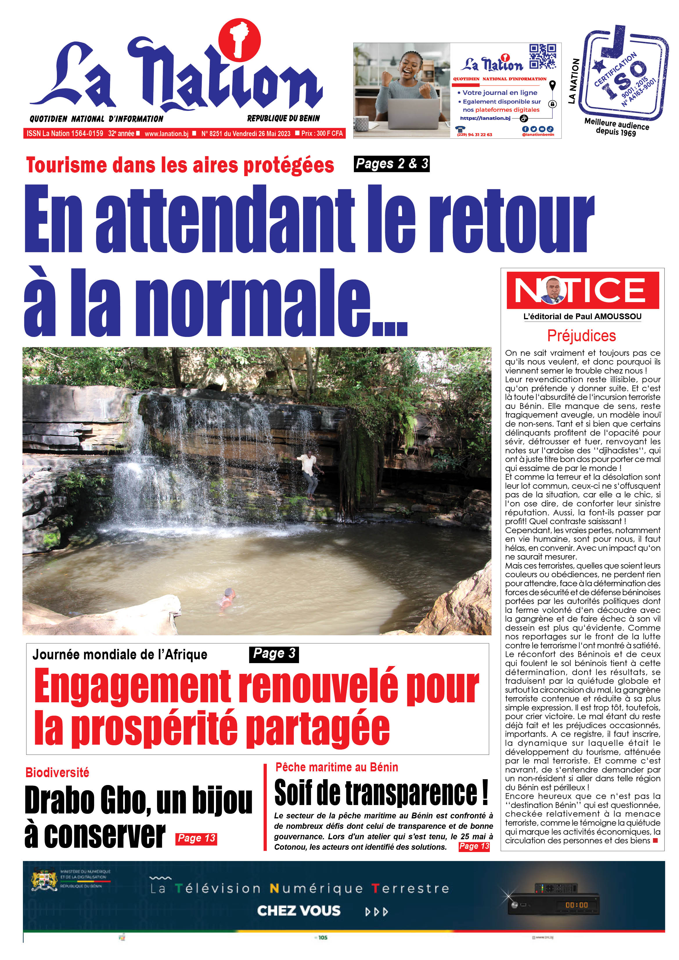 Quotidien "La Nation" du 26 Mai 2023