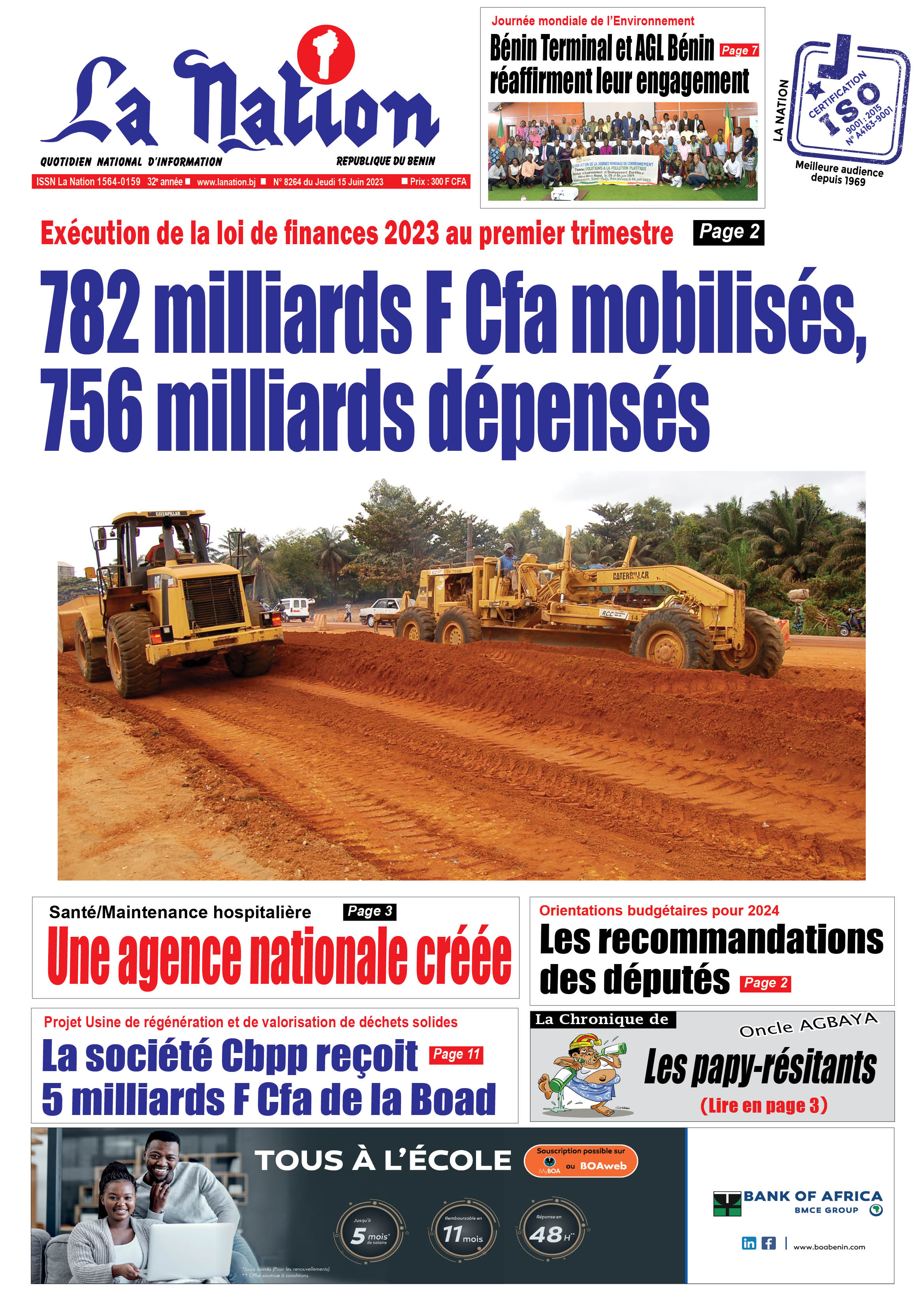 Quotidien ''La Nation'' du 15 Juin 2023