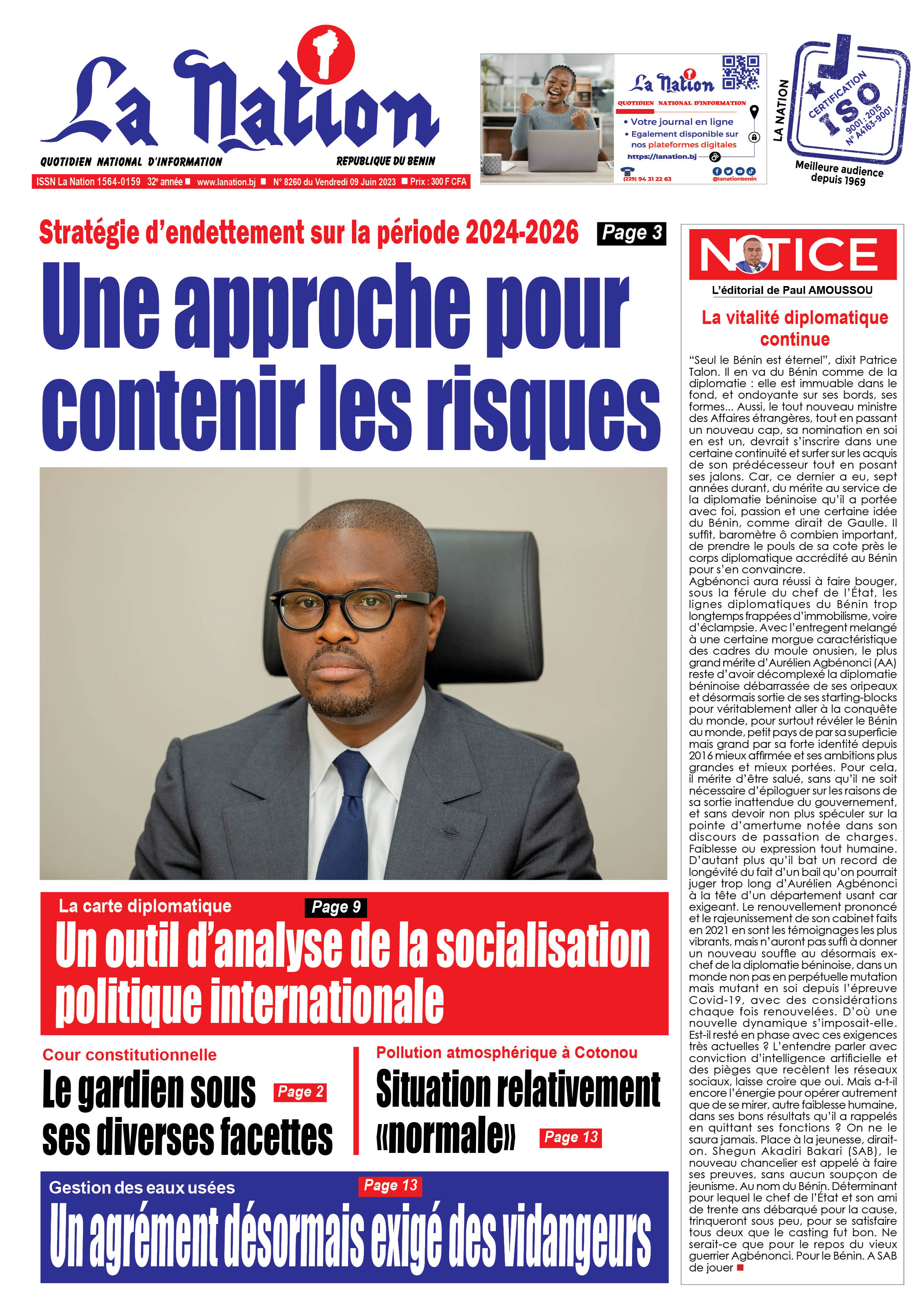 Quotidien ''La Nation'' du 09 Juin 2023