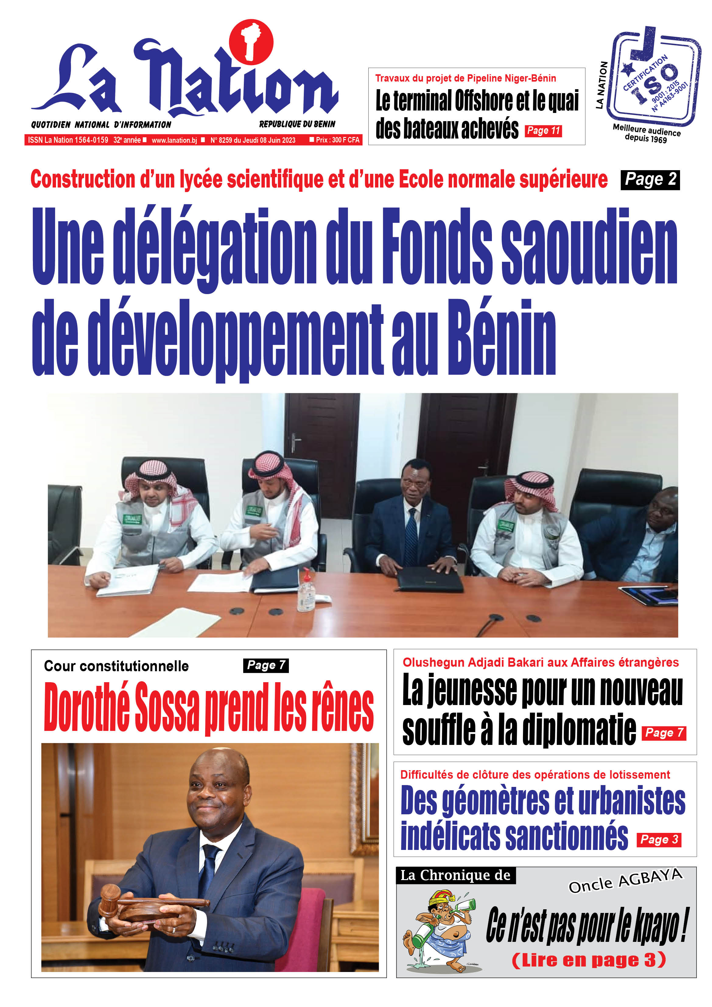 Quotidien ''La Nation'' du 08 Juin 2023