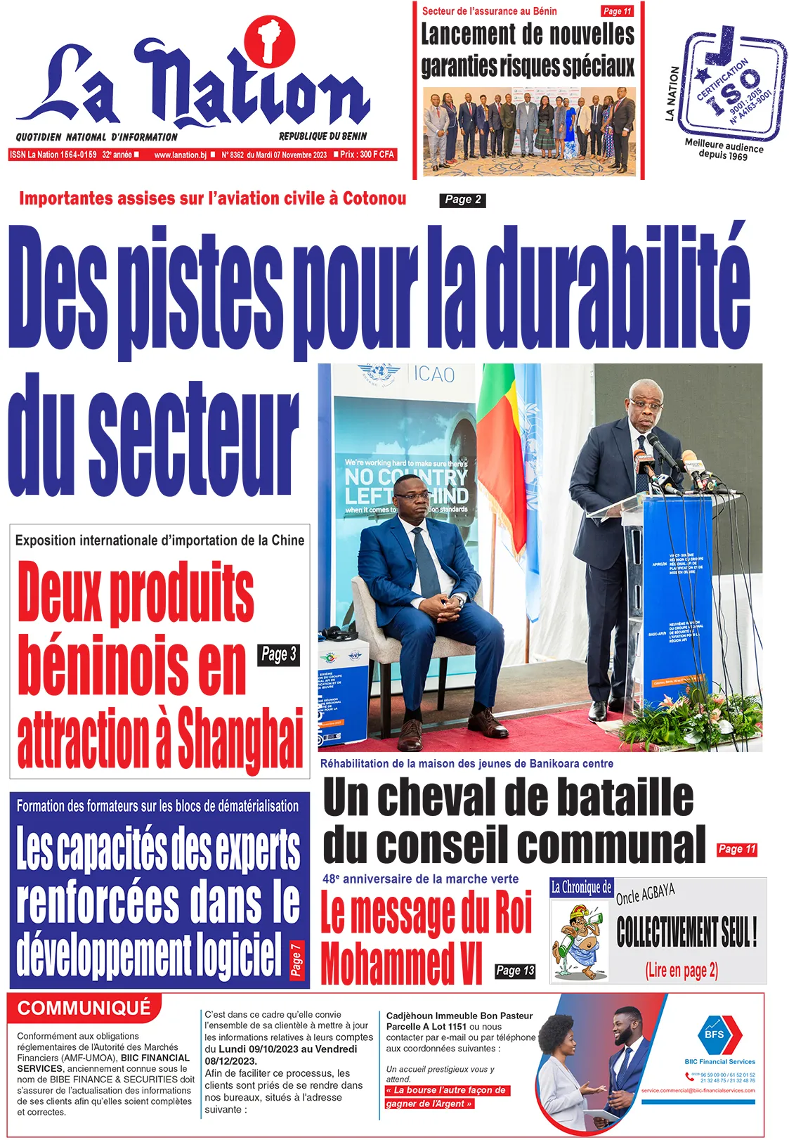 Quotidien ''La Nation'' du 07 Novembre 2023