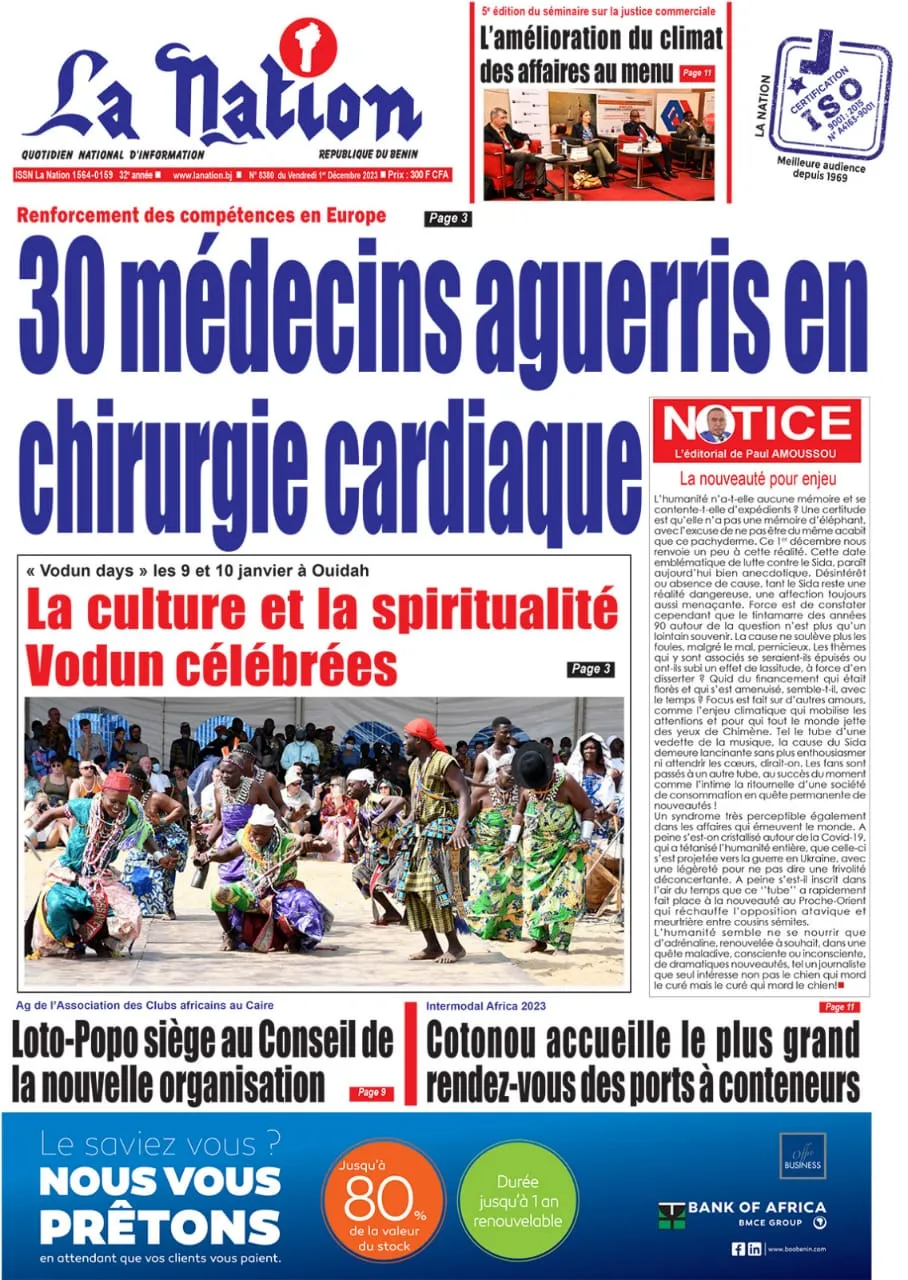 Quotidien ''La Nation'' du 1er Décembre 2023
