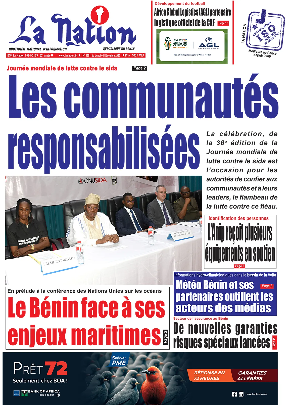 Quotidien ''La Nation'' du 04 Décembre 2023