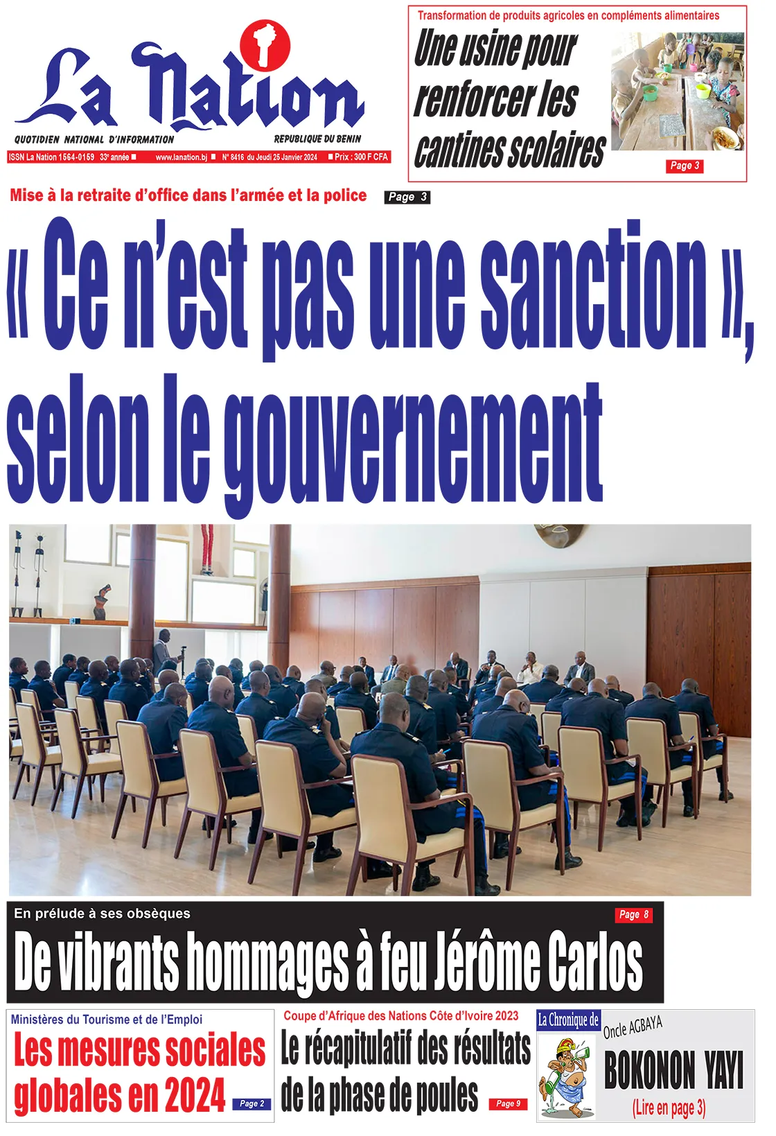 Quotidien ''La Nation'' du 25 Janvier 2024