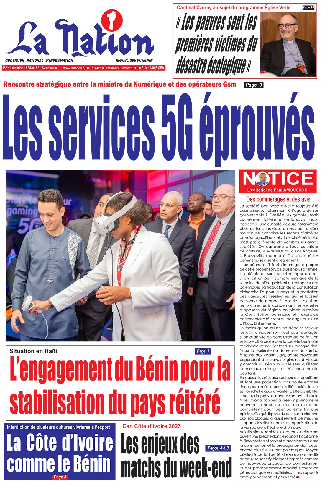 Quotidien ''La Nation'' du 19 Janvier 2024