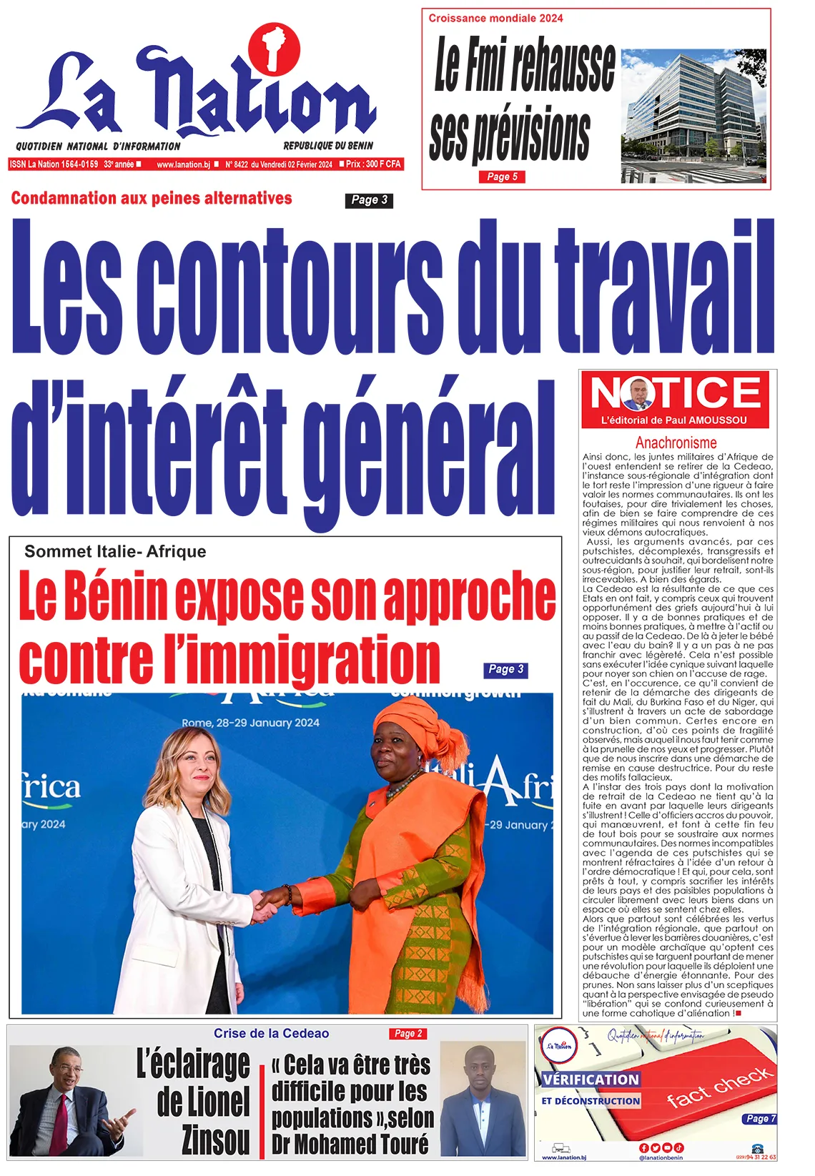 Quotidien ''La Nation'' du 02 Février 2024