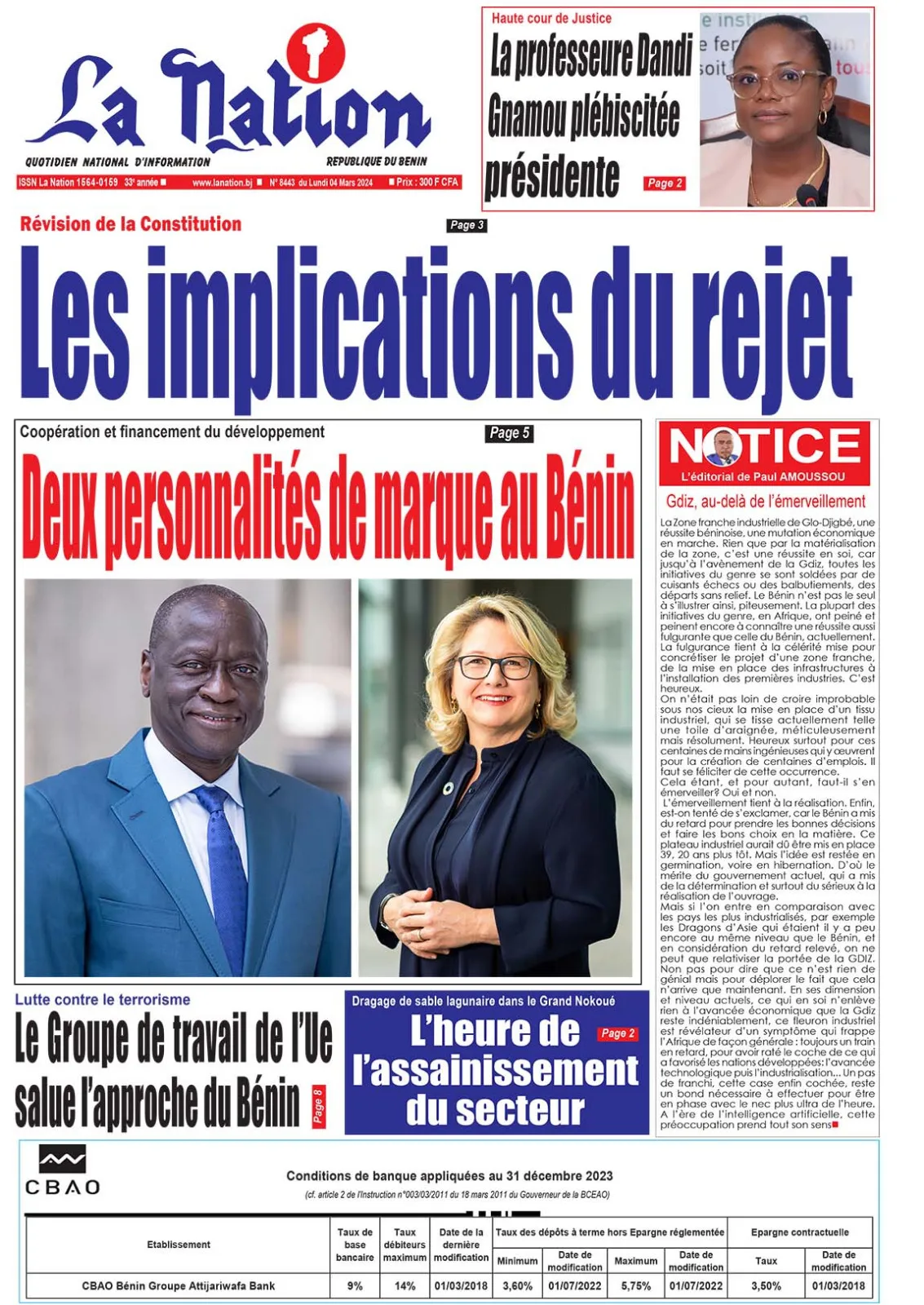 Quotidien ''La Nation'' du 04 Mars 2024