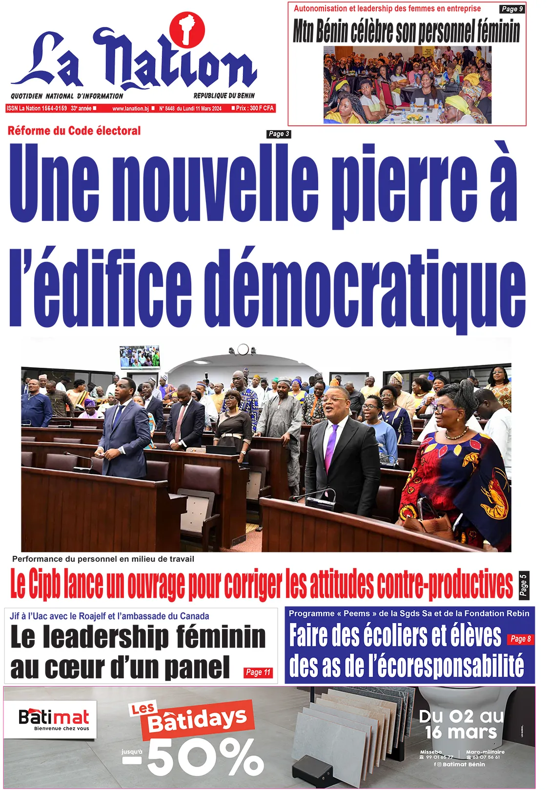 Quotidien ''La Nation'' du 09 Mars 2024
