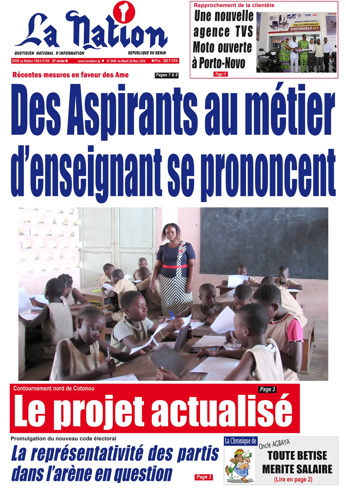 Quotidien ''La Nation'' du 26 Mars 2024