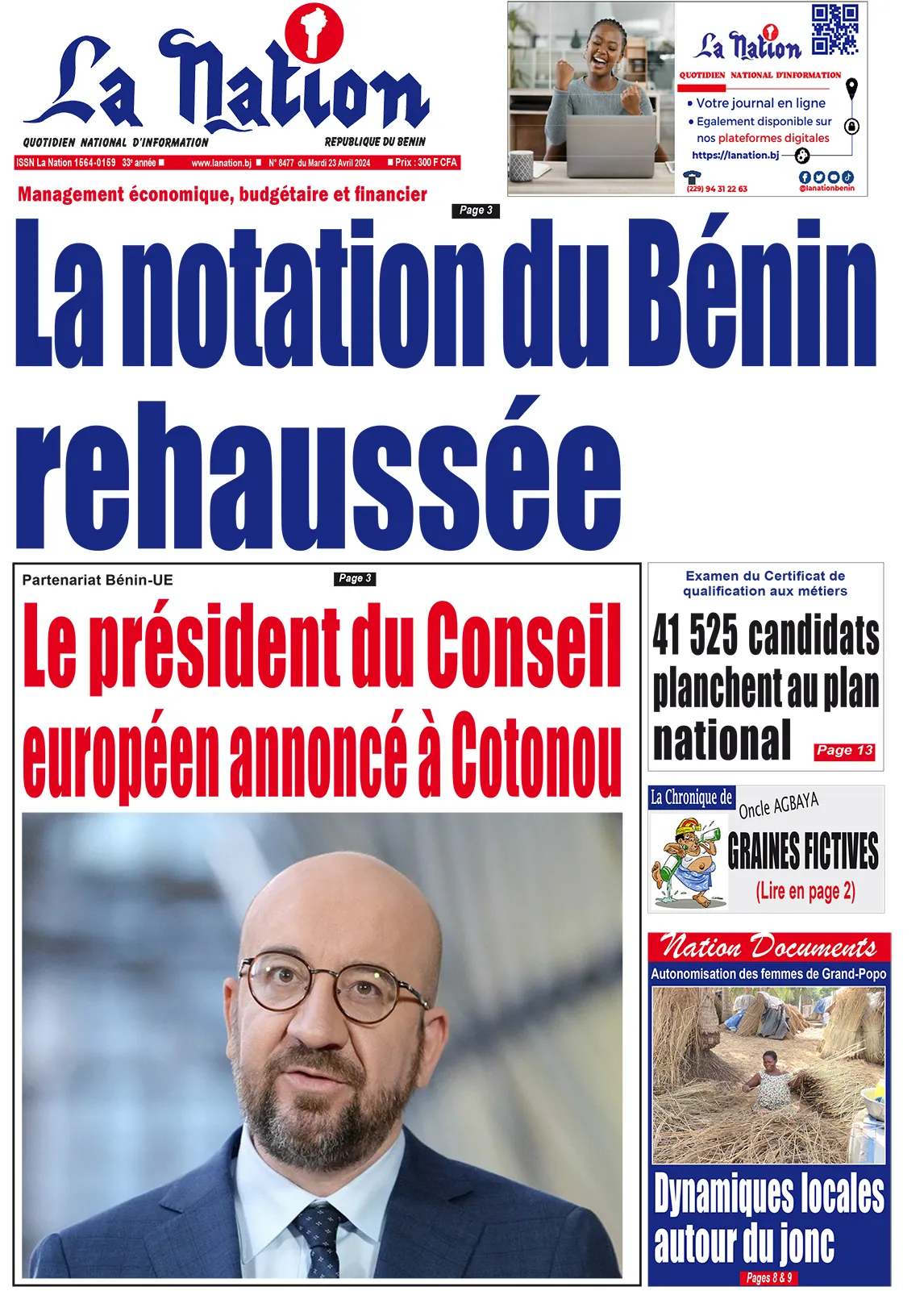 Quotidien ''La Nation'' du 23 Avril 2024