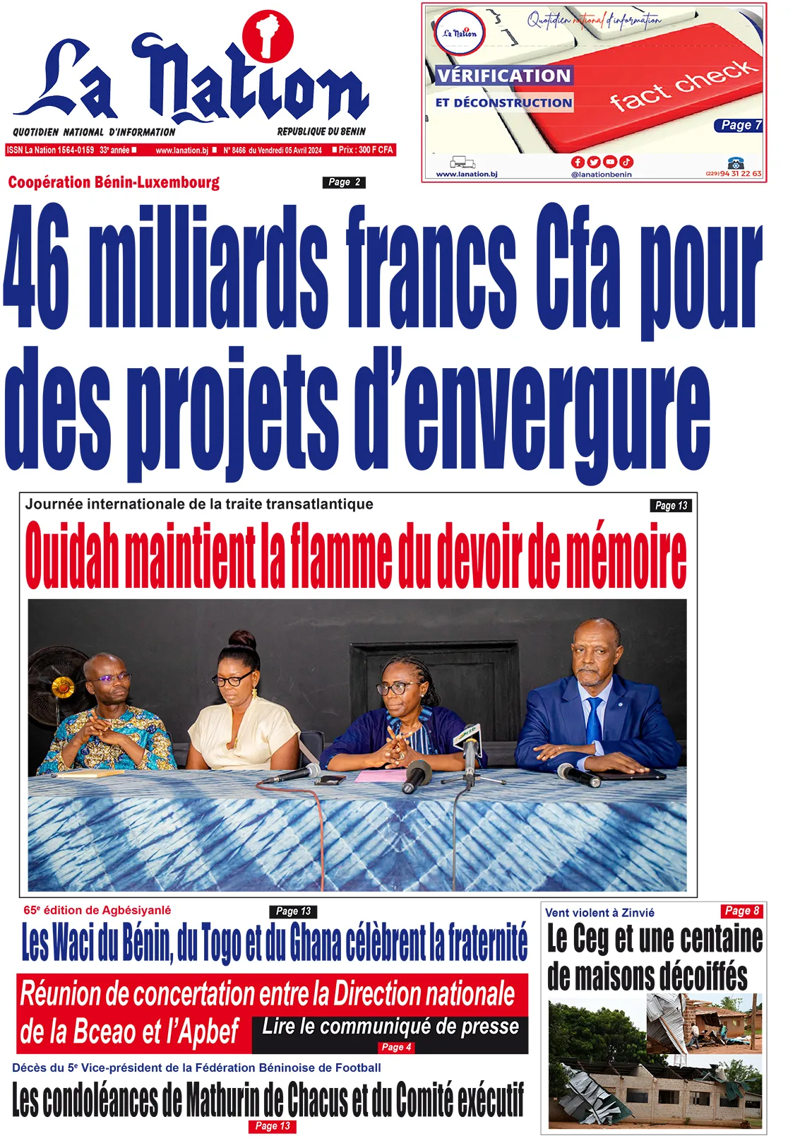 Quotidien ''La Nation'' du 05 Avril 2024