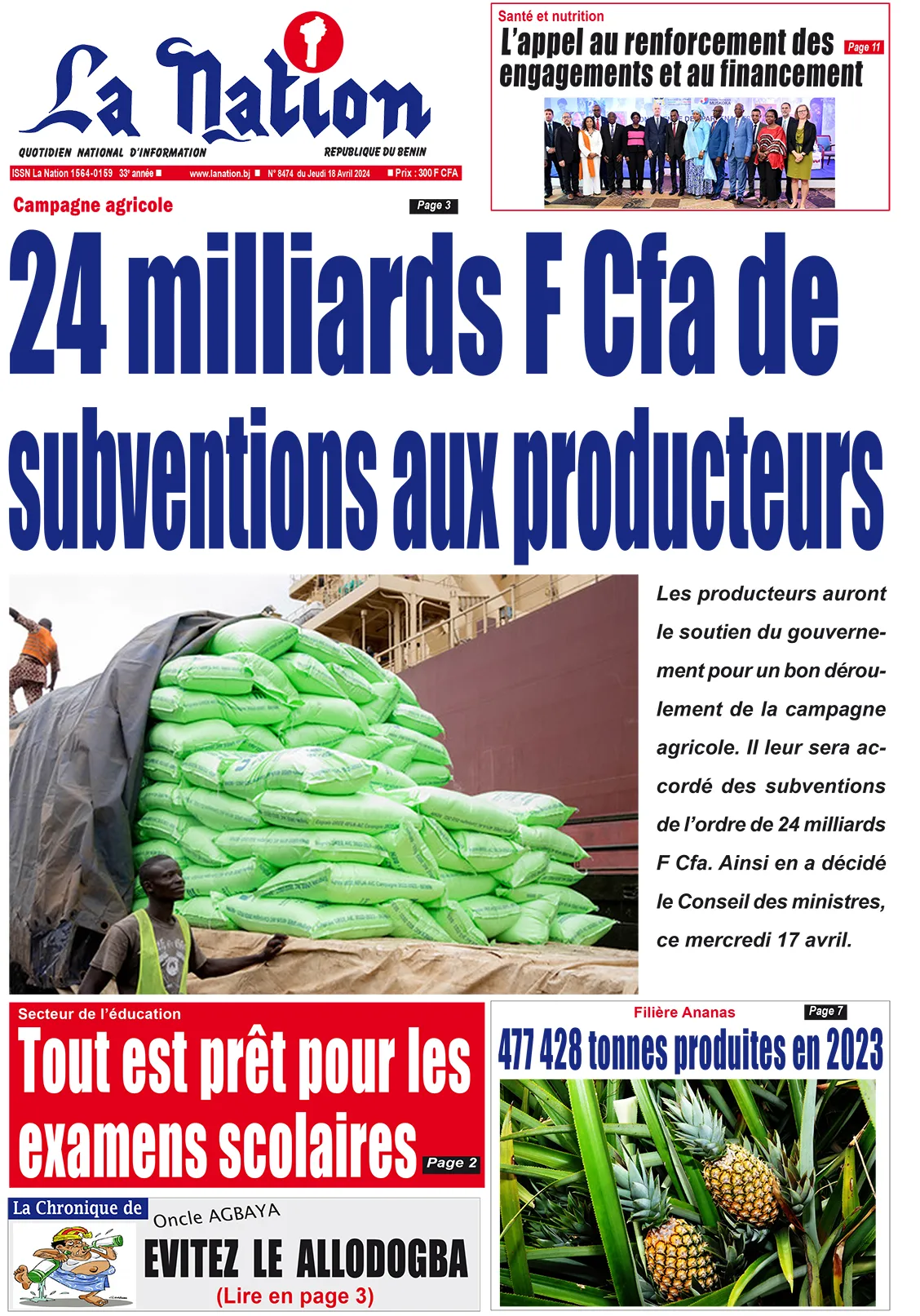 Quotidien ''La Nation'' du 18 Avril 2024