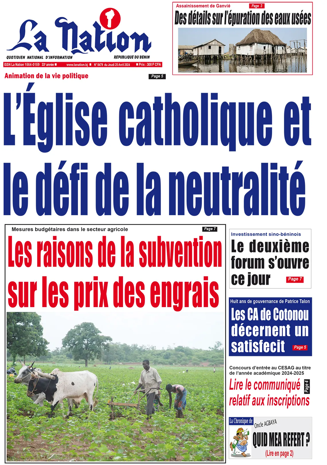 Quotidien ''La Nation'' du 25 Avril 2024