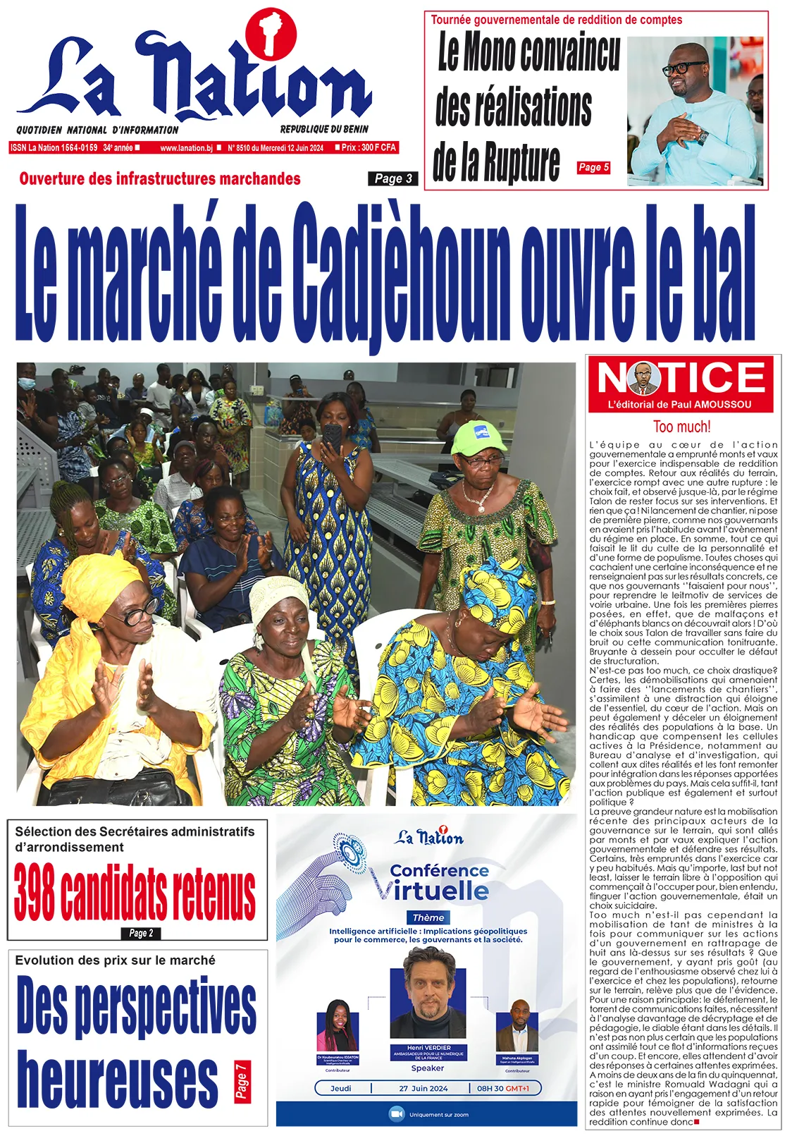 Quotidien ''La Nation'' du 12 Juin 2024