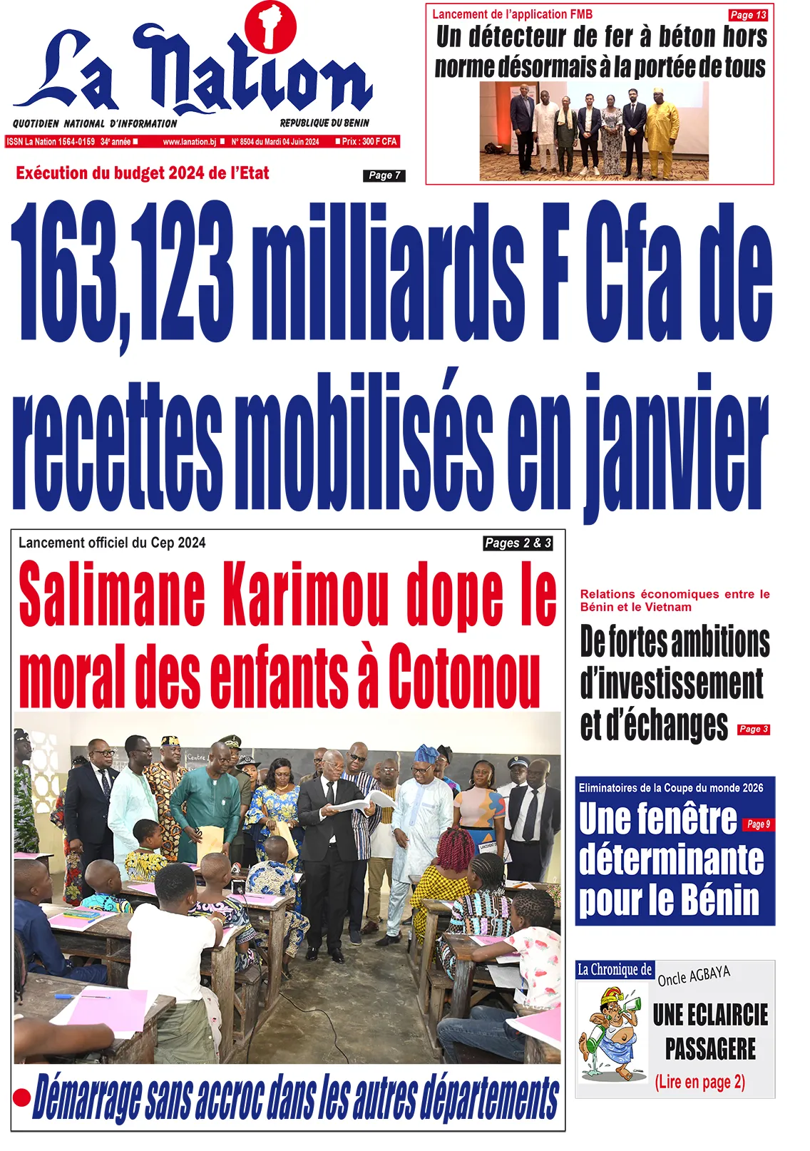 Quotidien ''La Nation'' du 04 Juin 2024