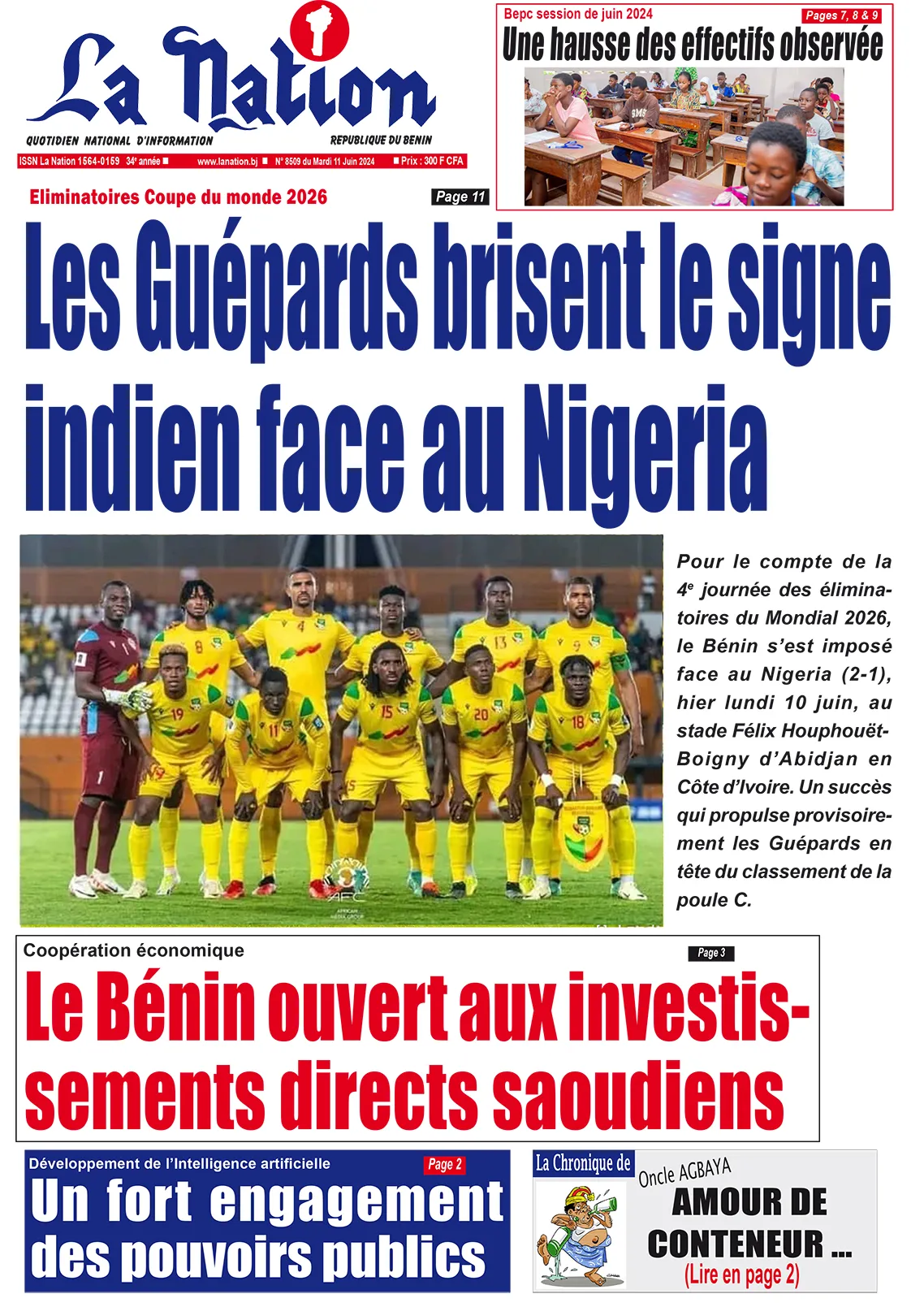 Quotidien ''La Nation'' du 11 Juin 2024