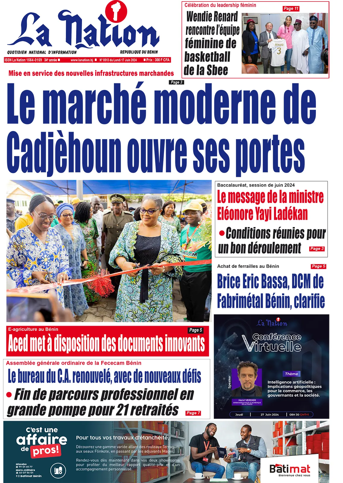Quotidien ''La Nation'' du 17 Juin 2024