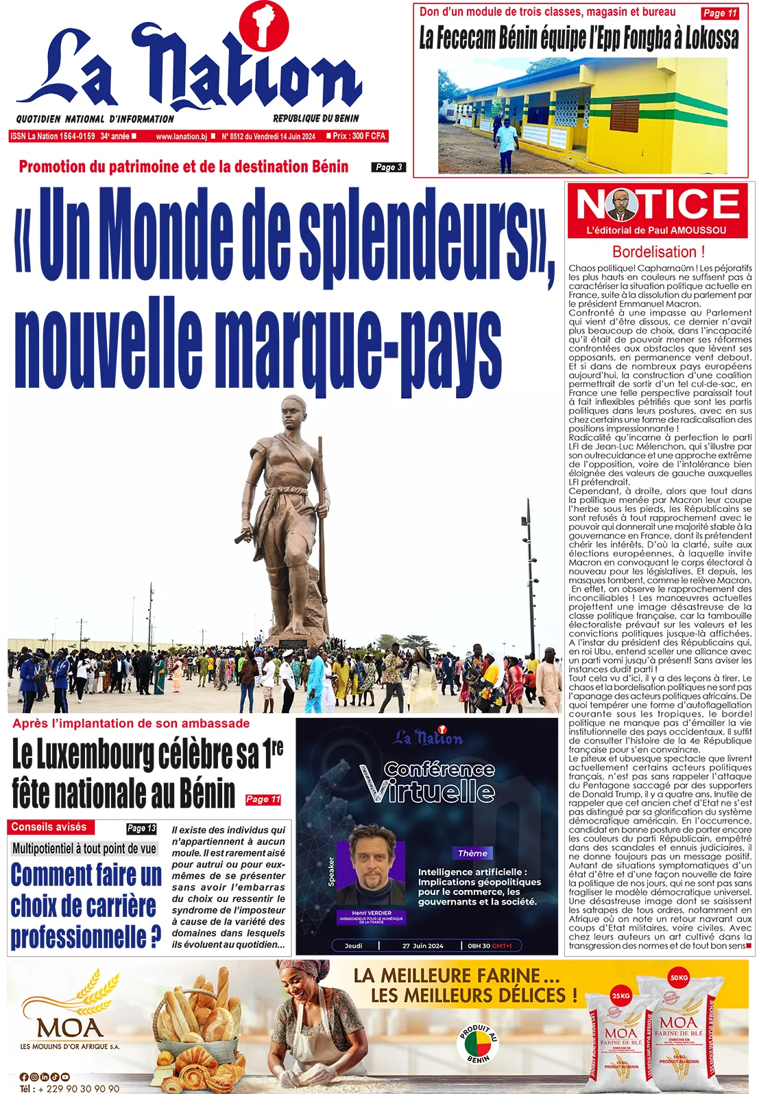 Quotidien ''La Nation'' du 14 Juin 2024