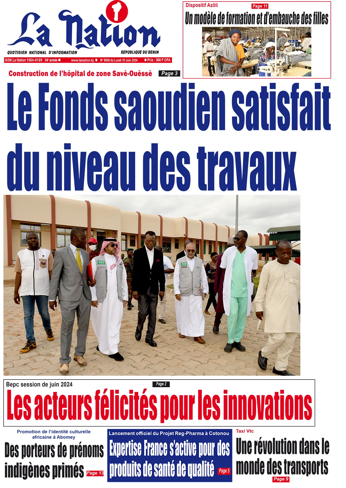 Quotidien ''La Nation'' du 10 Juin 2024