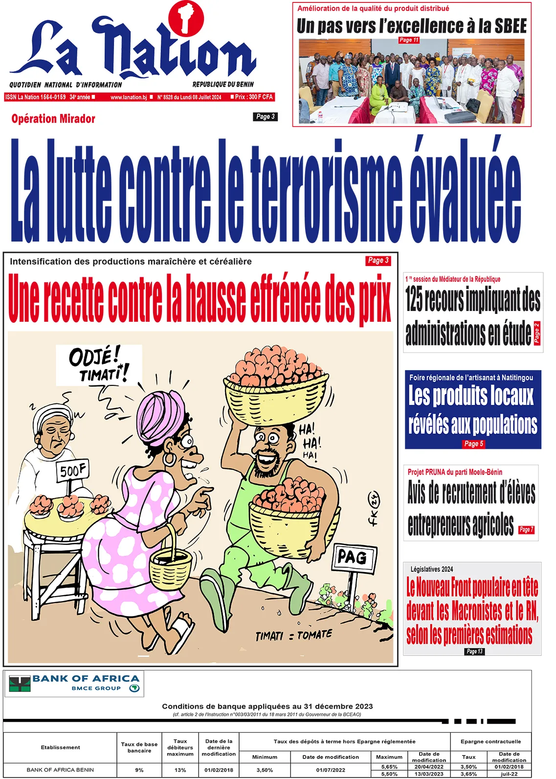 Quotidien ''La Nation'' du 08 Juillet 2024
