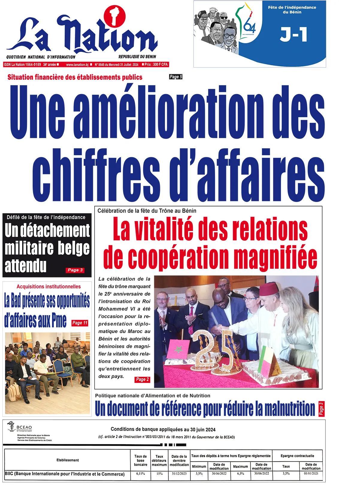 Quotidien ''La Nation'' du 31 Juillet 204