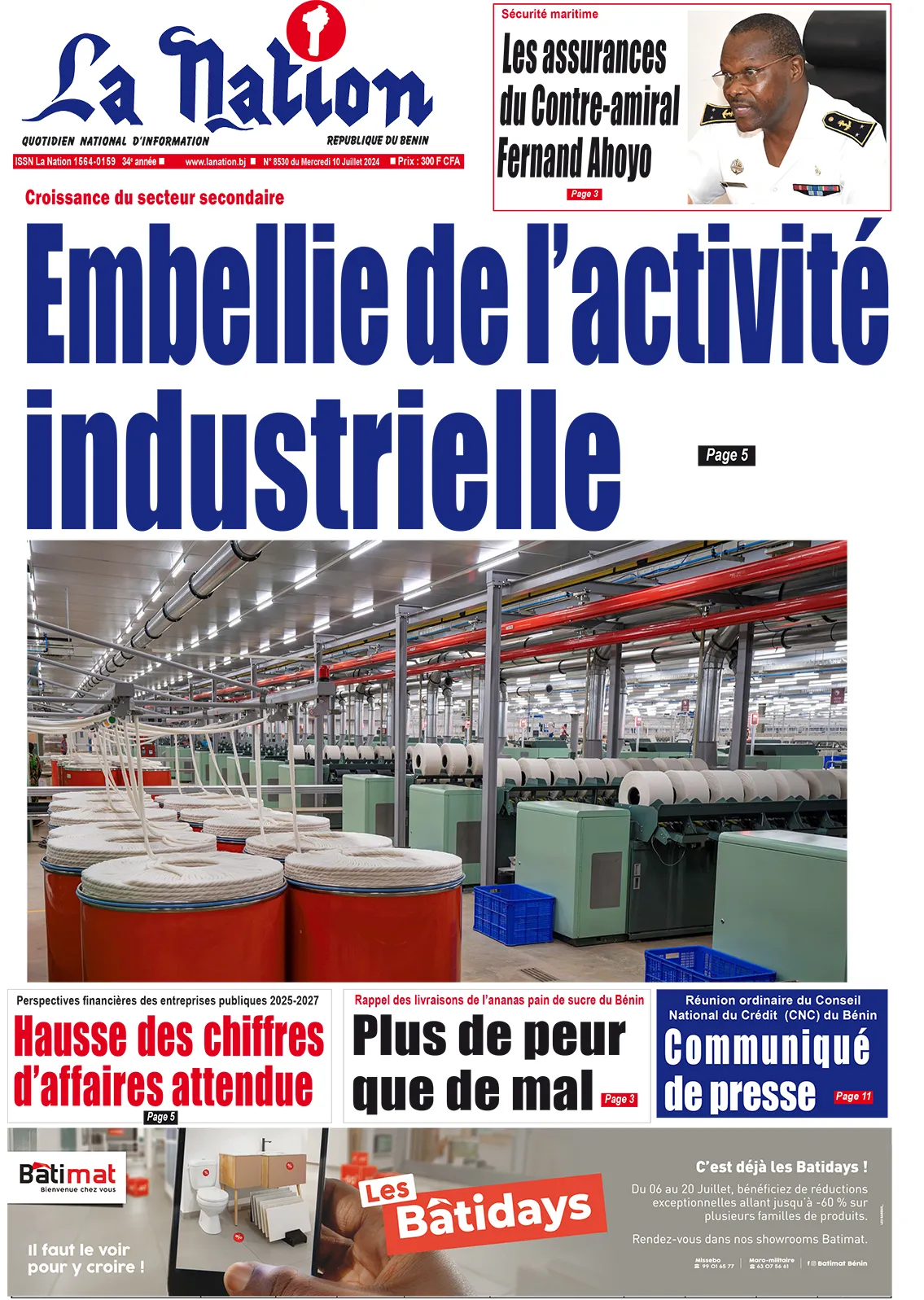 Quotidien ''La Nation'' du 10 Juillet 2024