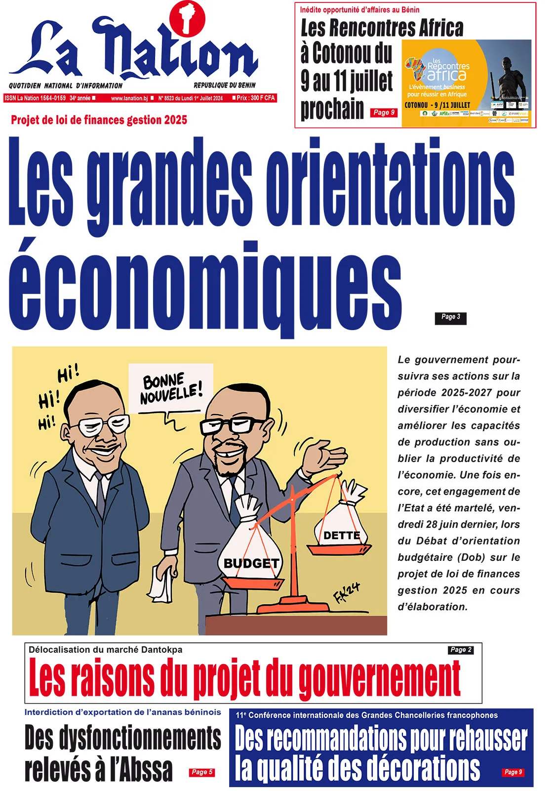 Quotidien ''La Nation'' du 1er Juillet 2024