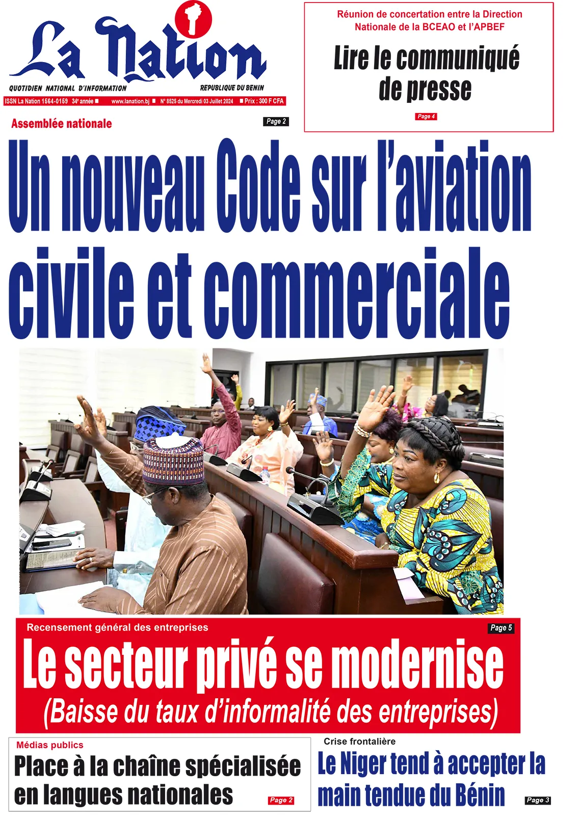 Quotidien ''La Nation'' du 03 Juillet 2024