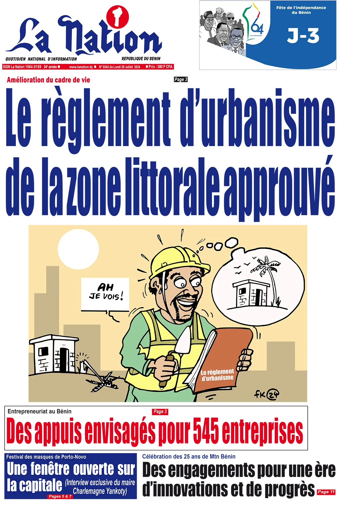 Quotidien ''La Nation'' du 29 Juillet 204