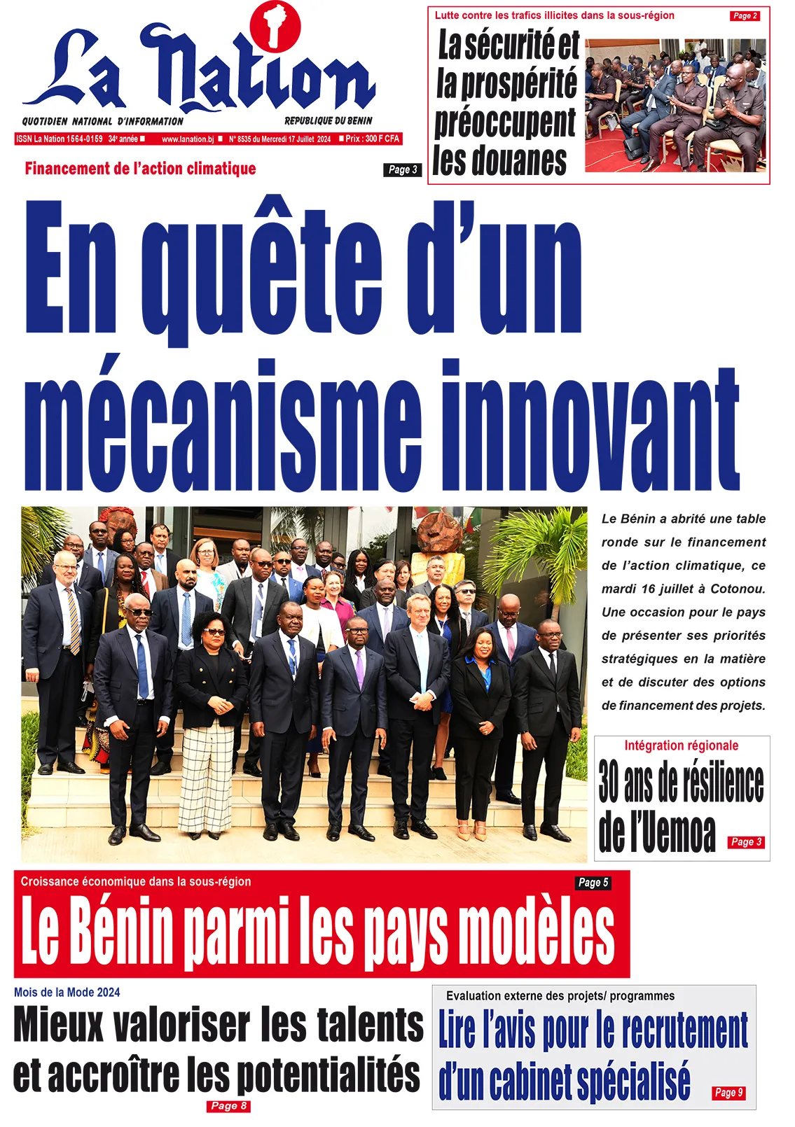 Quotidien ''La Nation'' du 17 Juillet 204