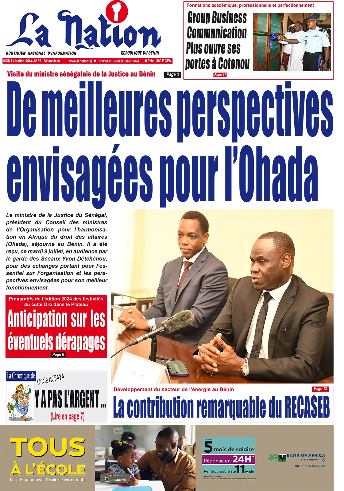 Quotidien ''La Nation'' du 11 Juillet 2024