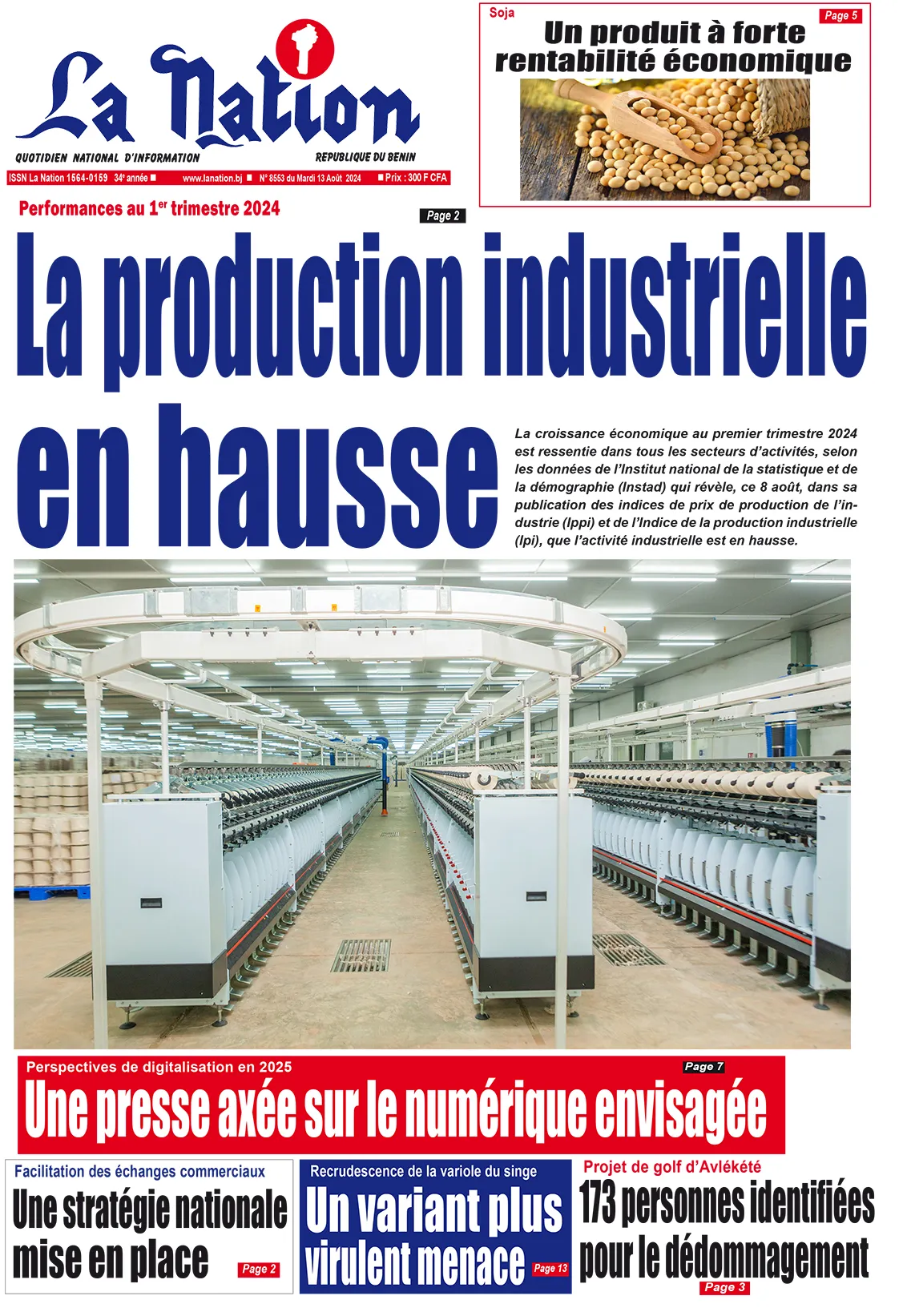 Quotidien ''La Nation'' du 13 Août 2024