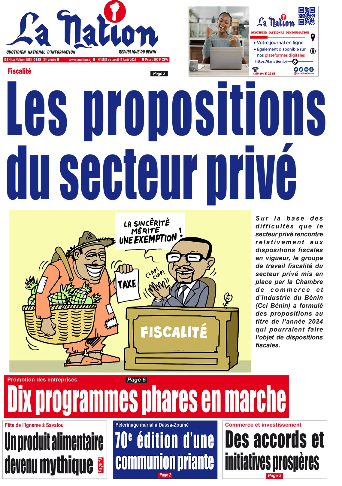 Quotidien ''La Nation'' du 19 Août 2024