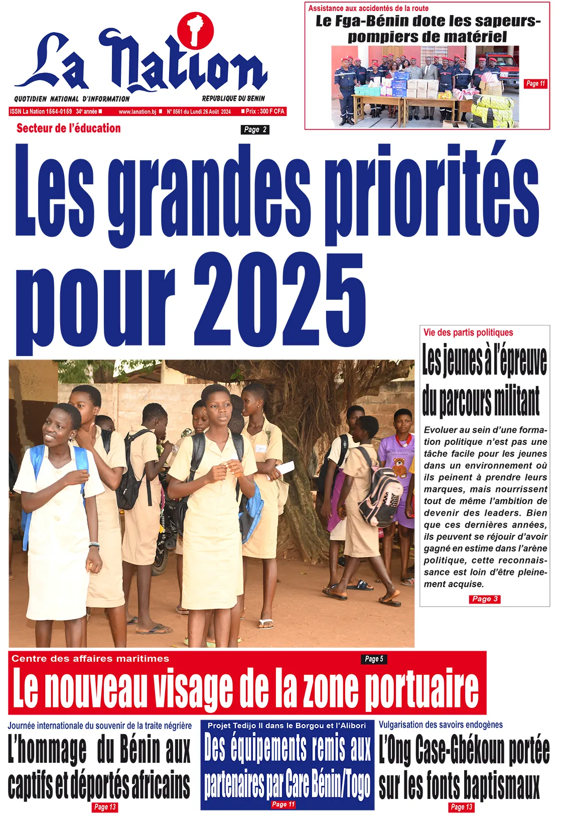 Quotidien ''La Nation'' du 26 Août 2024