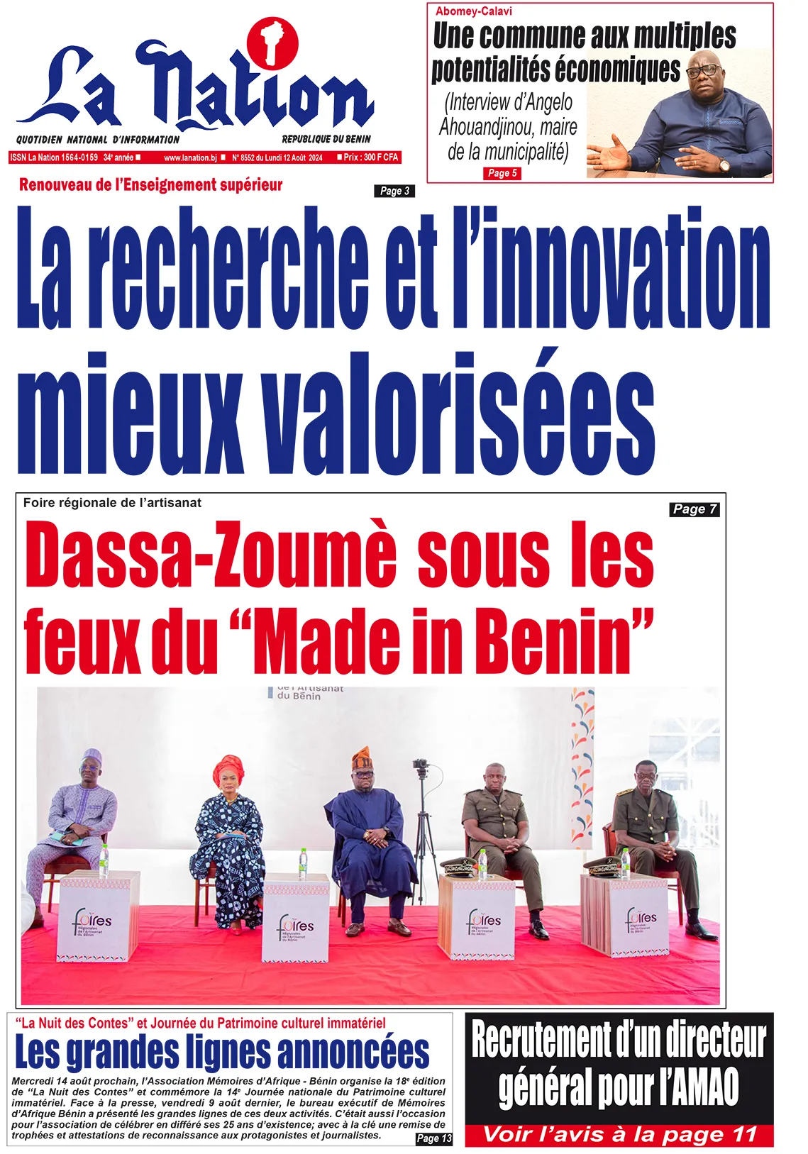 Quotidien ''La Nation'' du 12 Août 2024