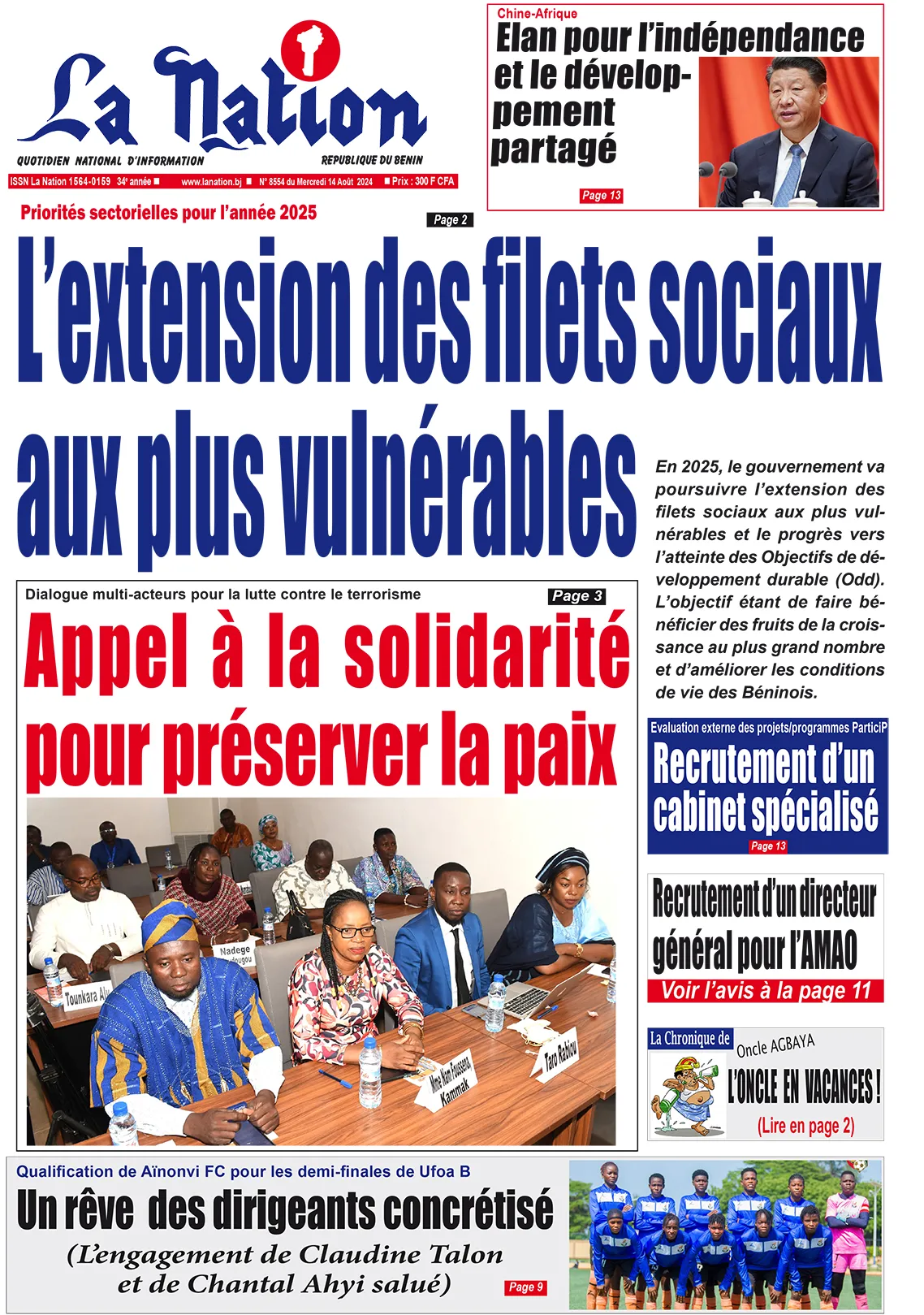 Quotidien ''La Nation'' du 14 Août 2024