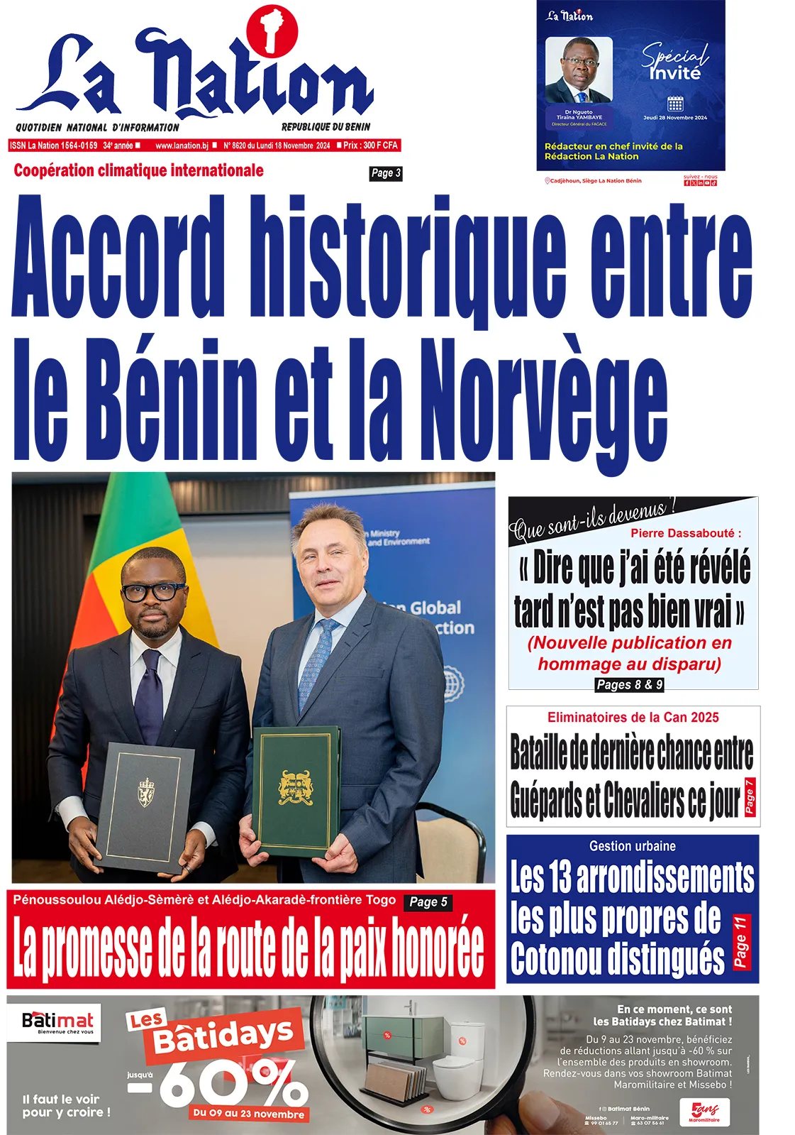 Quotidien ''La Nation'' du 18 Novembre 2024