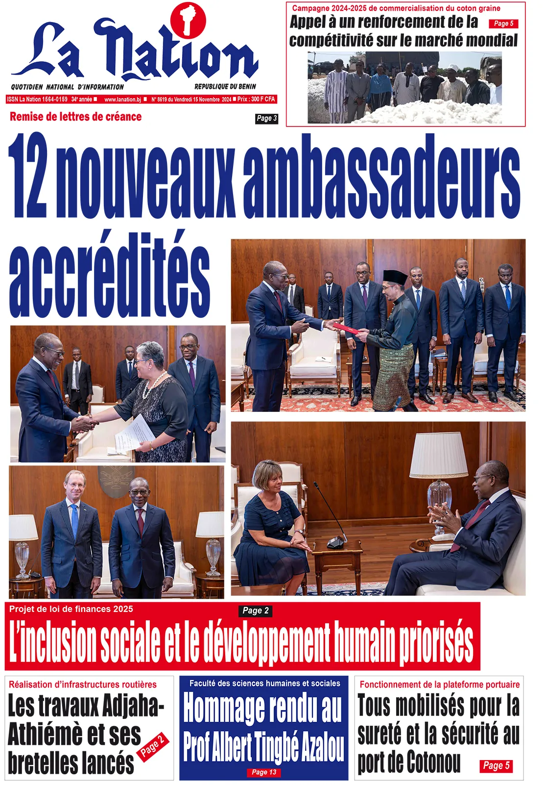 Quotidien ''La Nation'' du 15 Novembre 2024