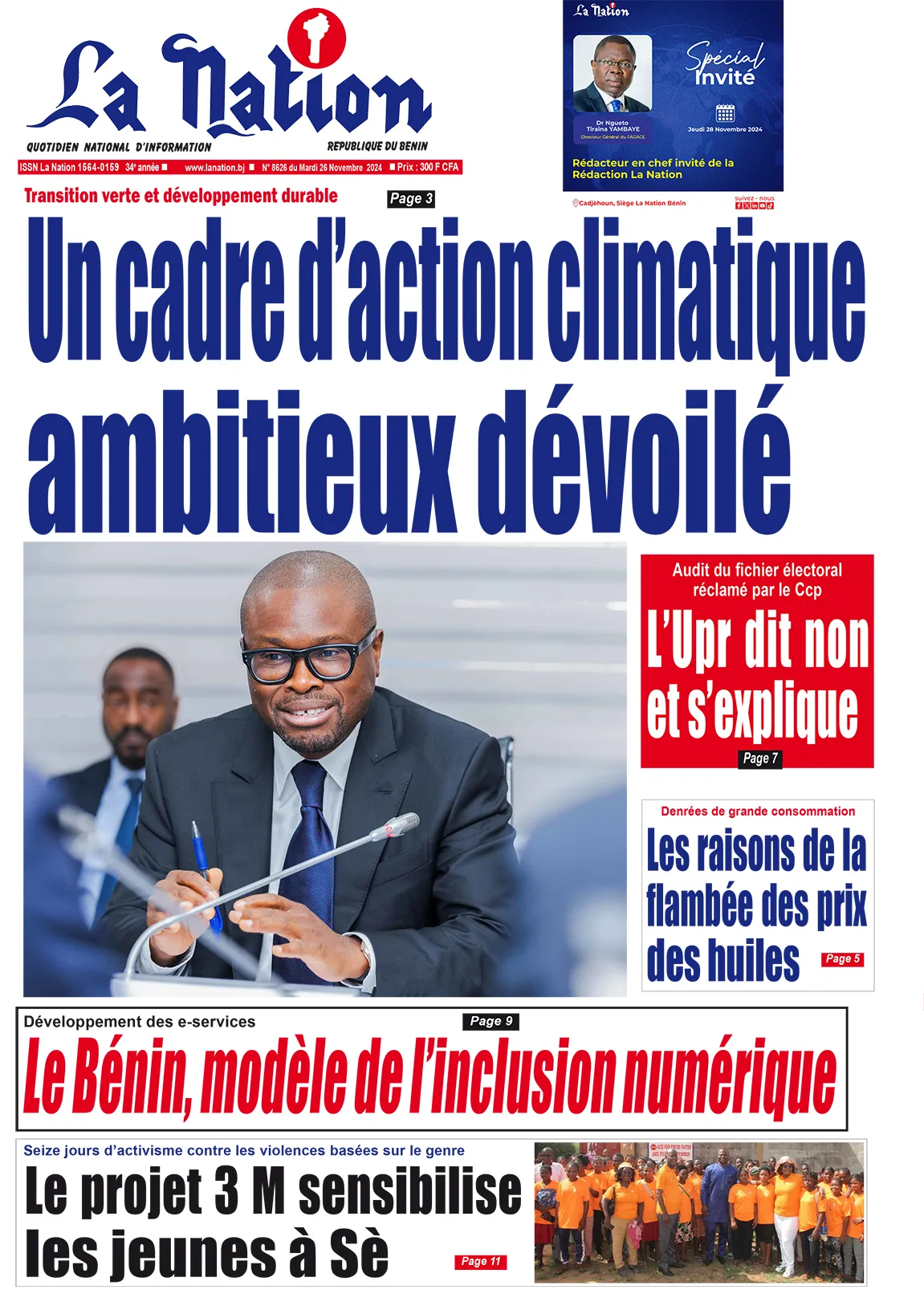 Quotidien ''La Nation'' du 26 Novembre 2024