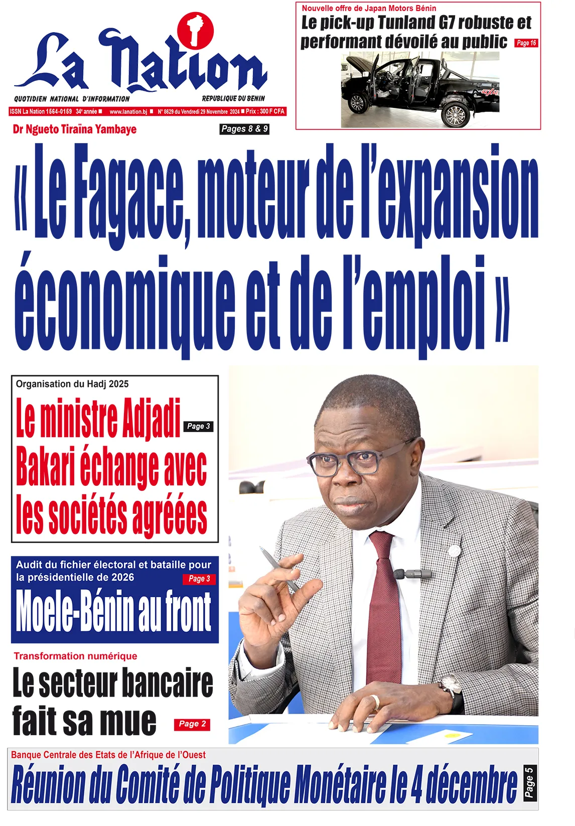 Quotidien ''La Nation'' du 29 Novembre 2024