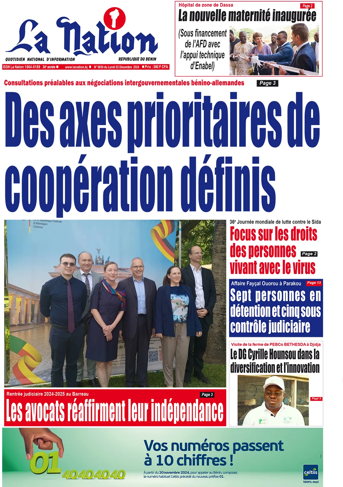 Quotidien ''La Nation'' du 02 Décembre 2024