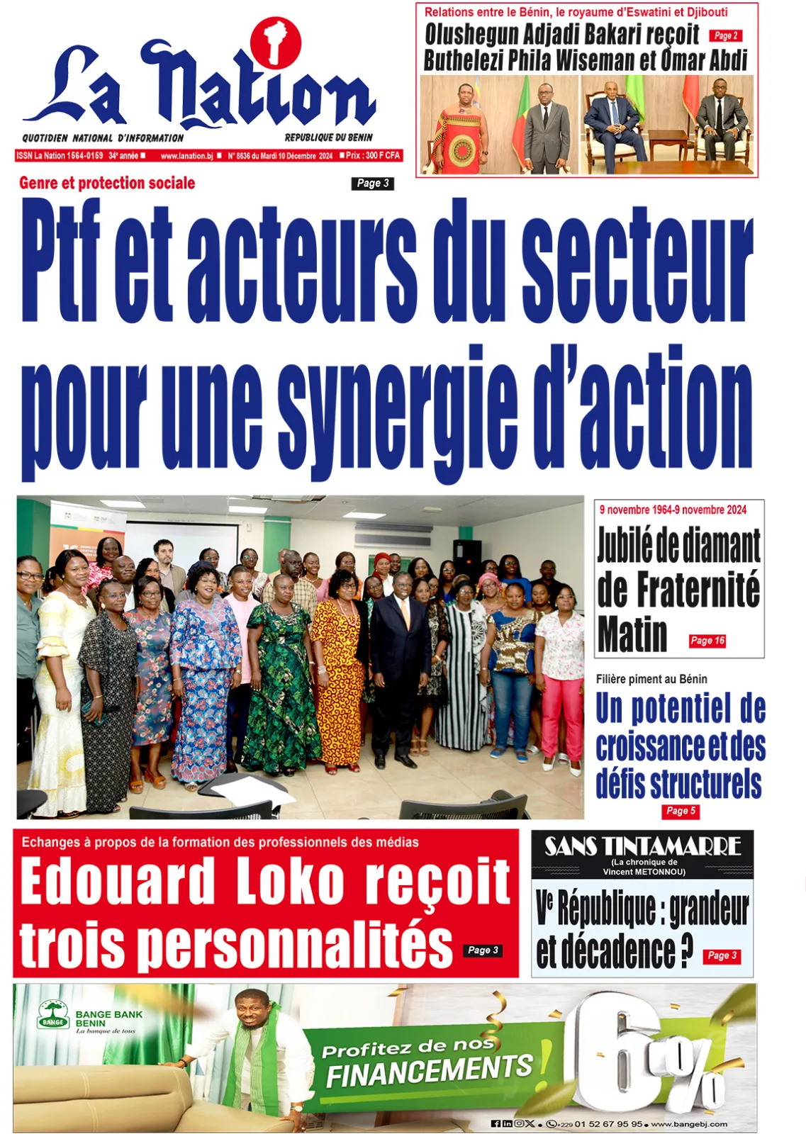 Quotidien ''La Nation'' du 10 Décembre 2024