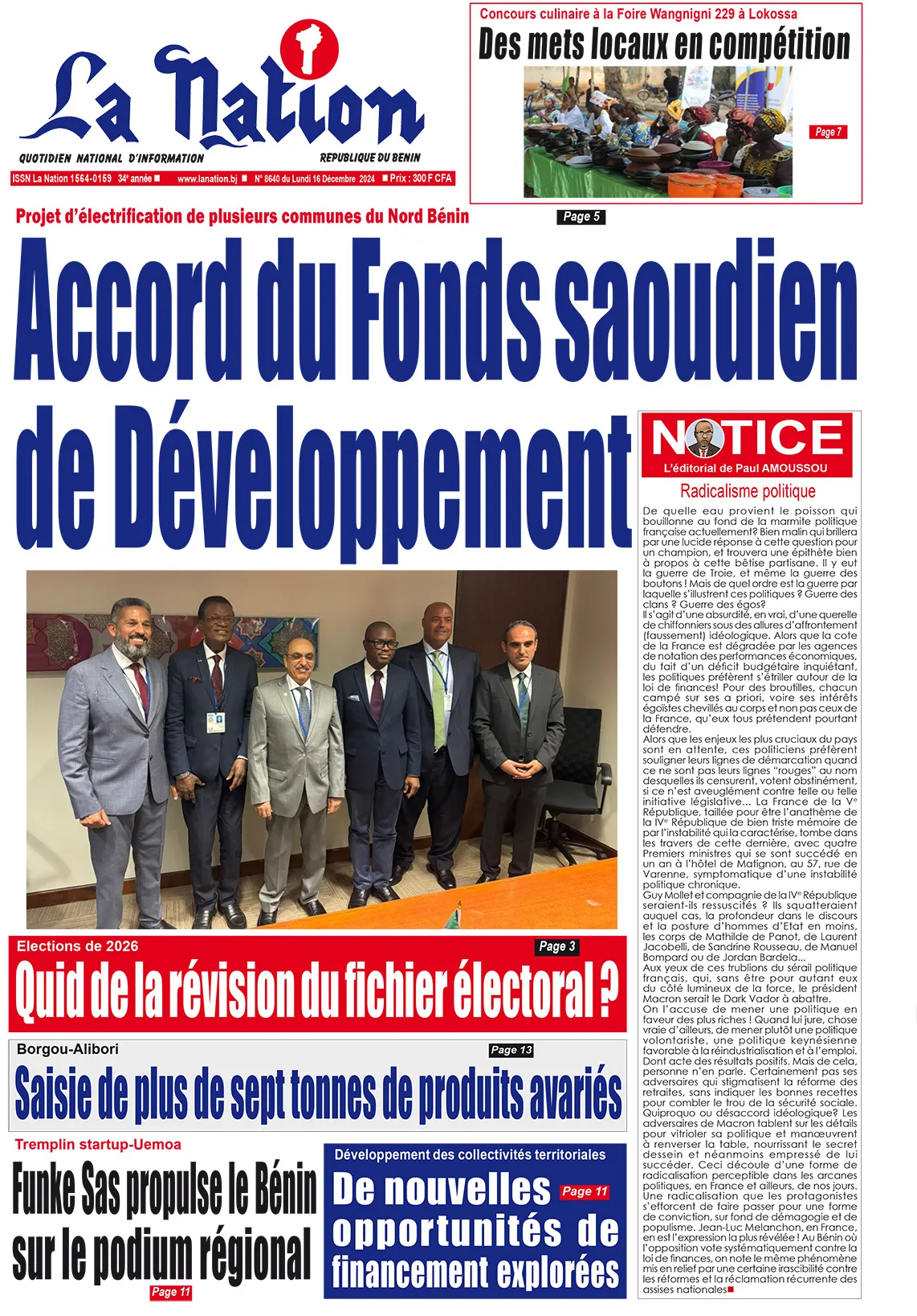 Quotidien ''La Nation'' du 16 Décembre 2024