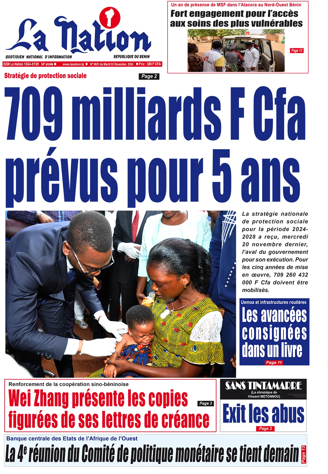 Quotidien ''La Nation'' du 03 Décembre 2024