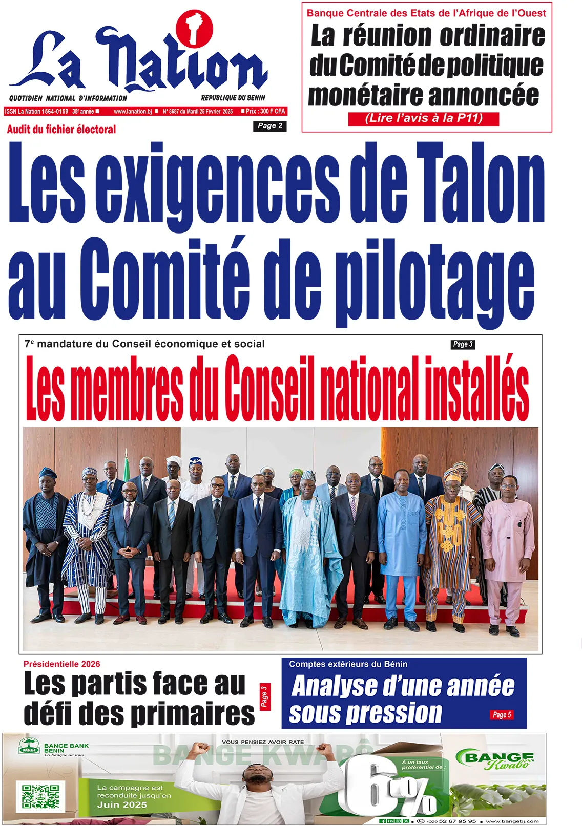 Quotidien ''La Nation'' du 25 Février 2025