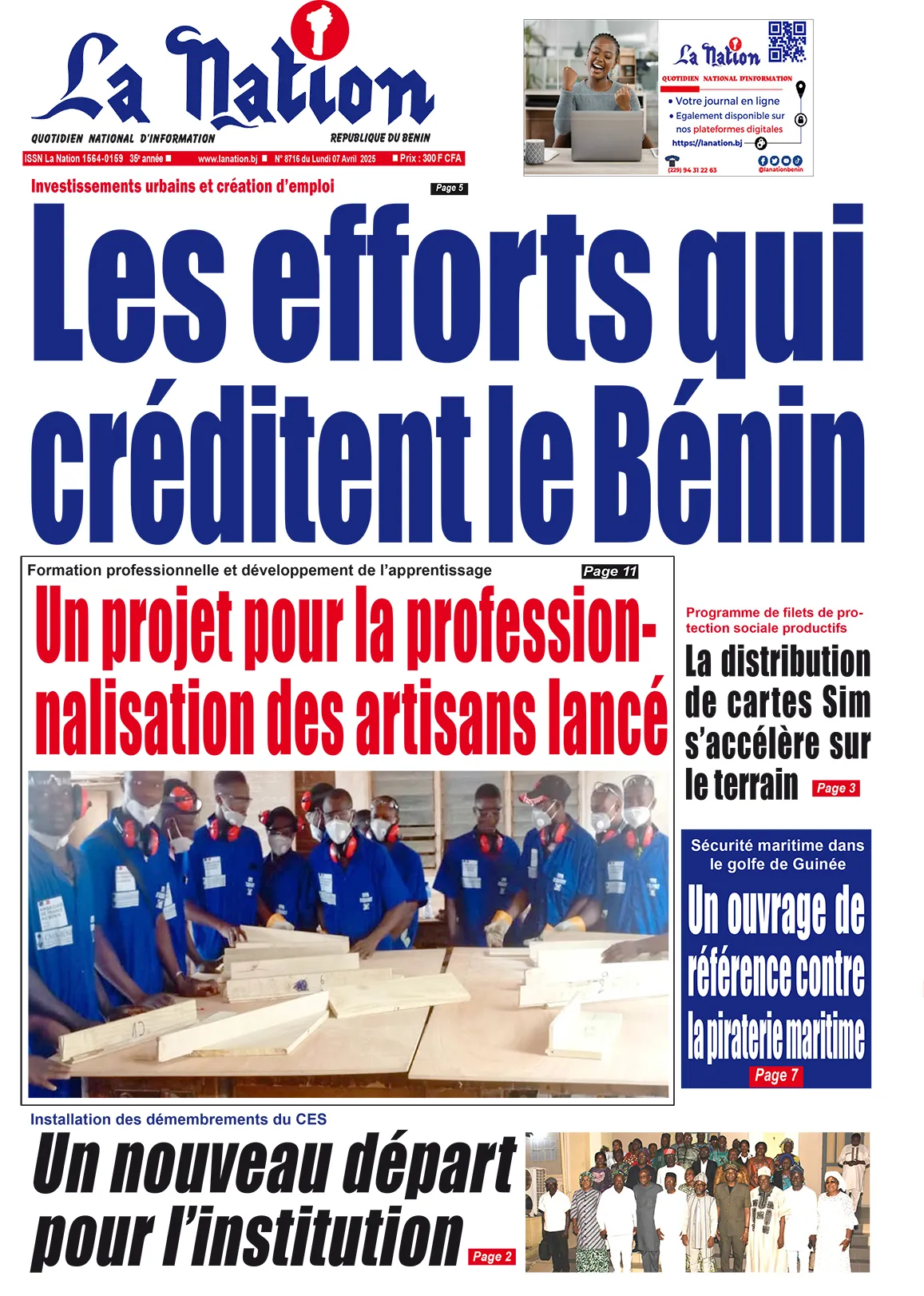 Quotidien ''La Nation'' du 07 Avril 2025