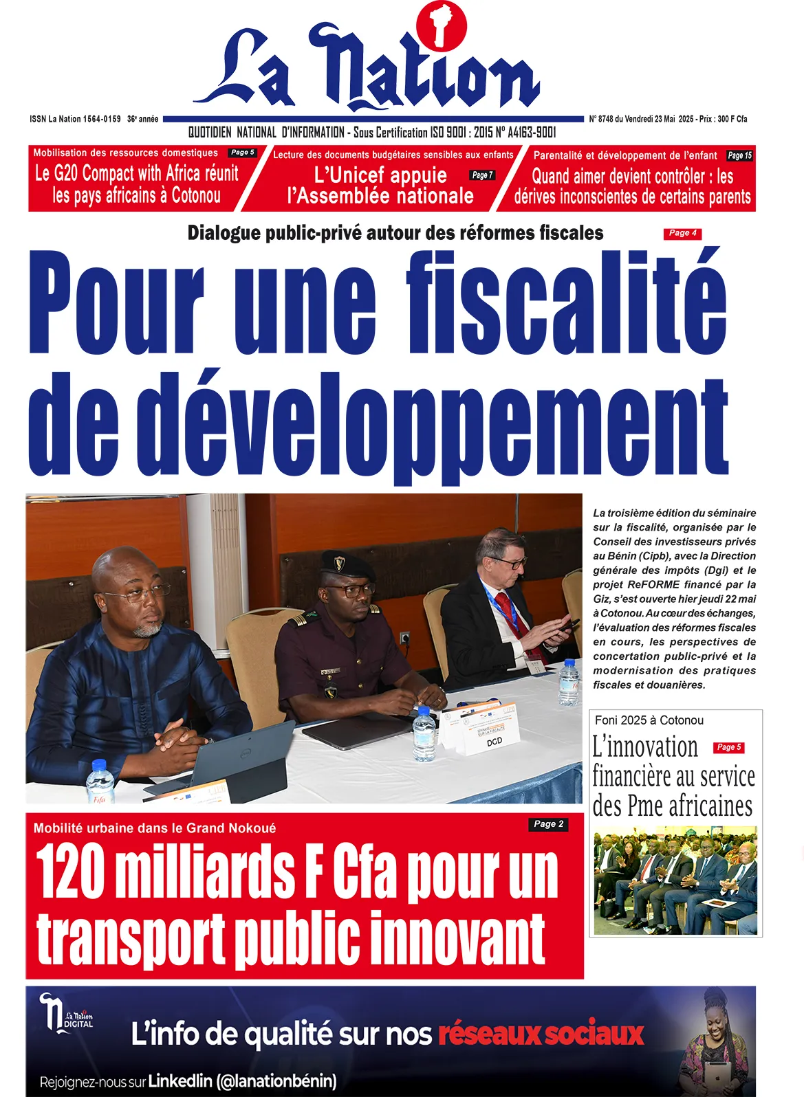 Quotidien ''La Nation'' du 23 Mai 2025