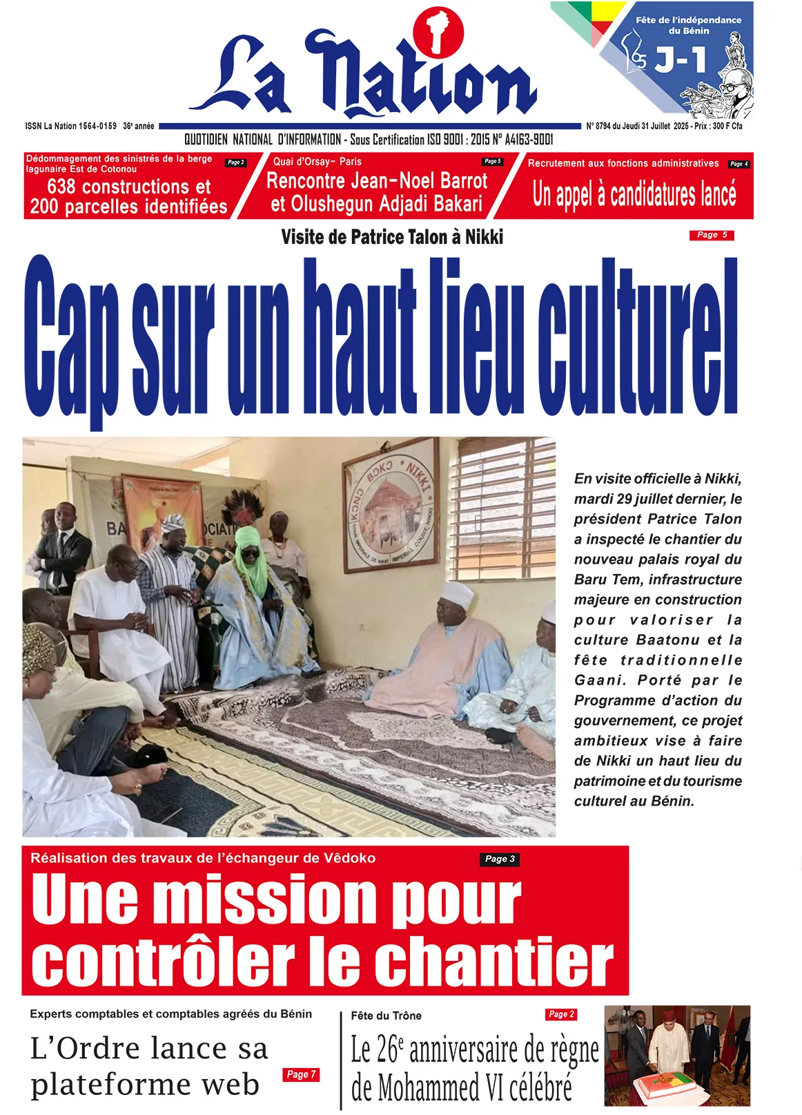 Quotidien ''La Nation'' du 31 Juillet 2025
