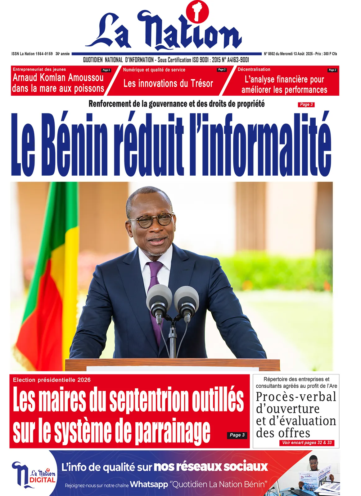 Quotidien '' La Nation '' du 13 Août 2025